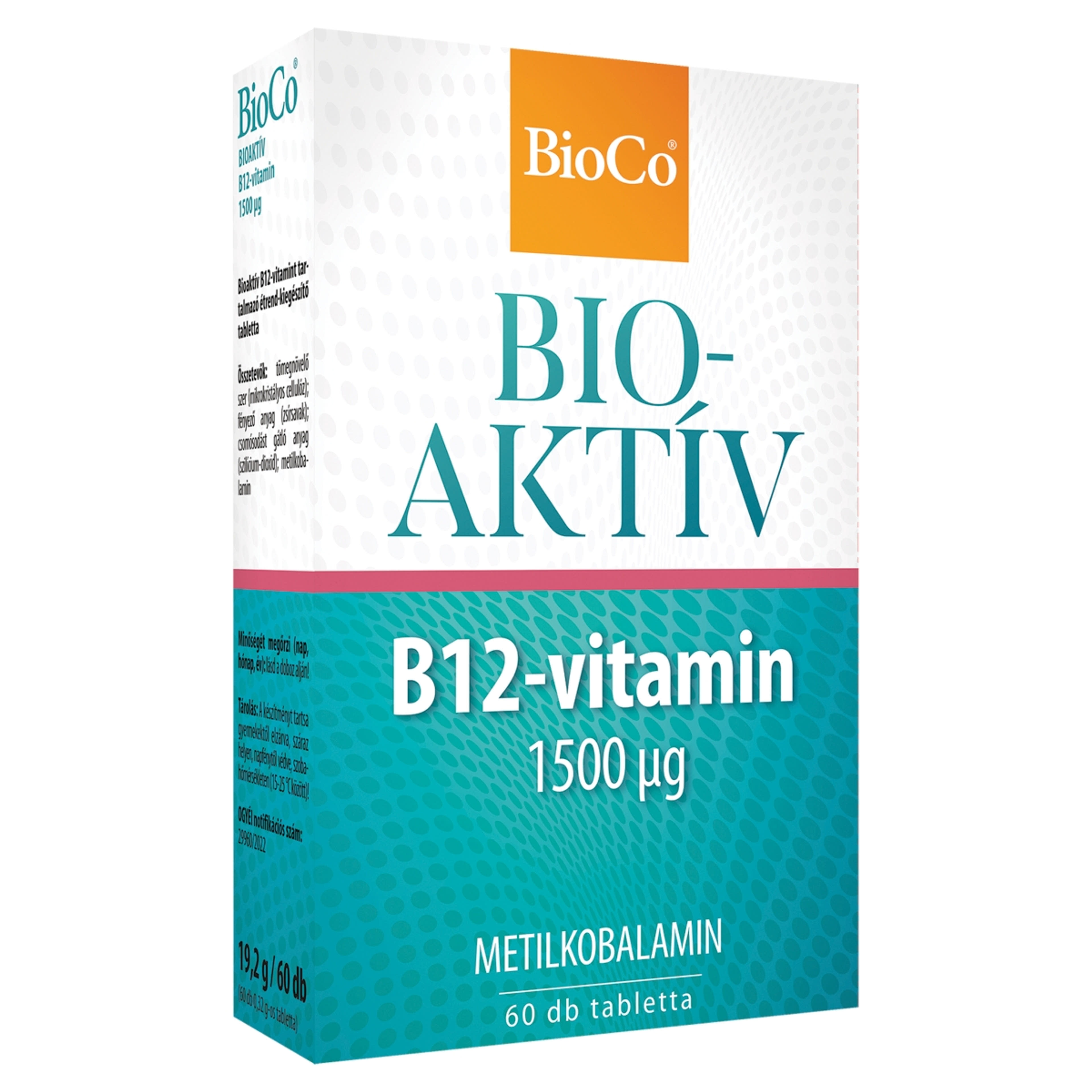 BioCo Bioaktív B12-vitamint 1500 MCG étrend-kiegészítő tabletta - 60 db-2