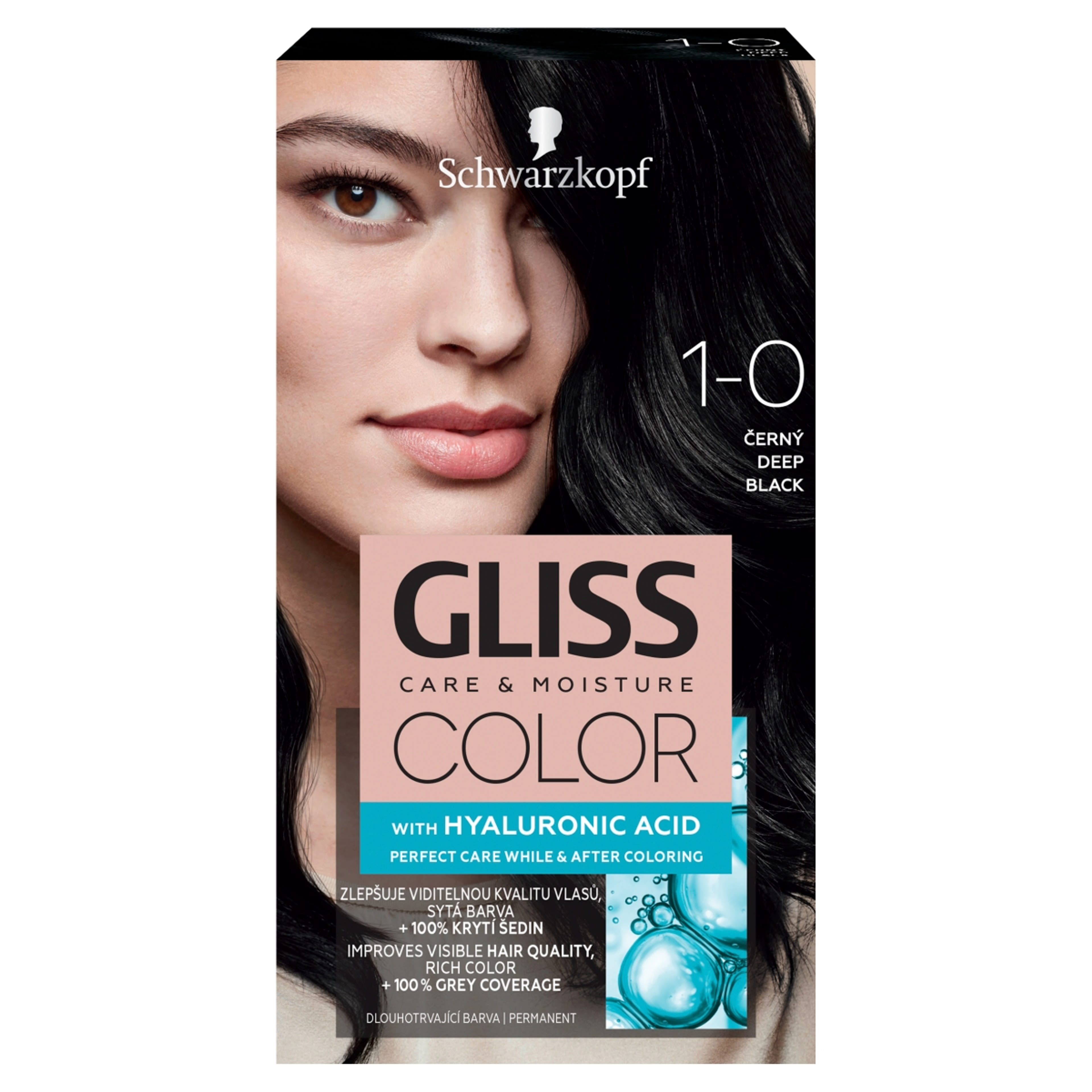 Gliss Color tartós hajfesték 1-0 Sötét fekete - 1 db