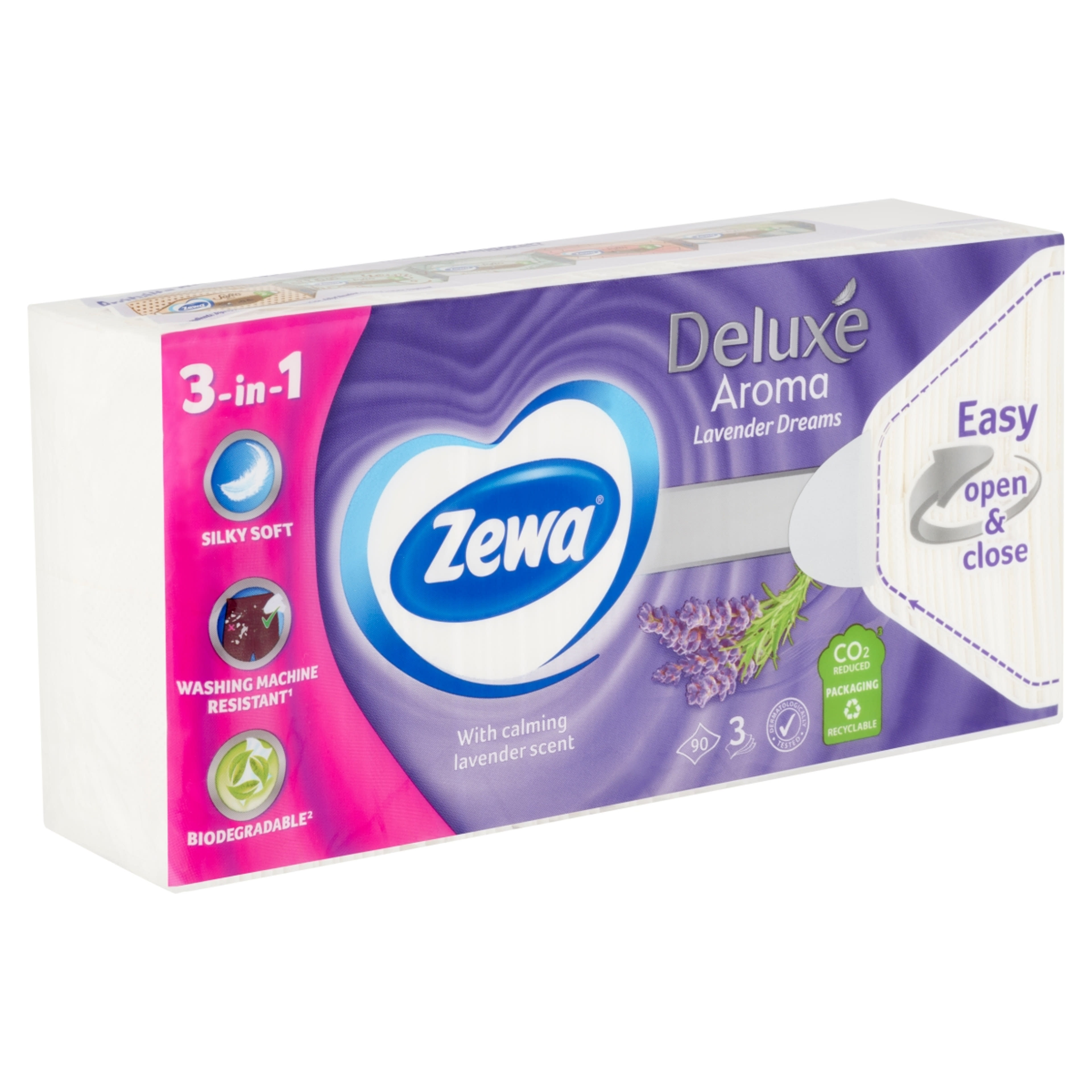Zewa Deluxe Lavender Dreams papír zsebkendő 3 rétegű - 90 db-2