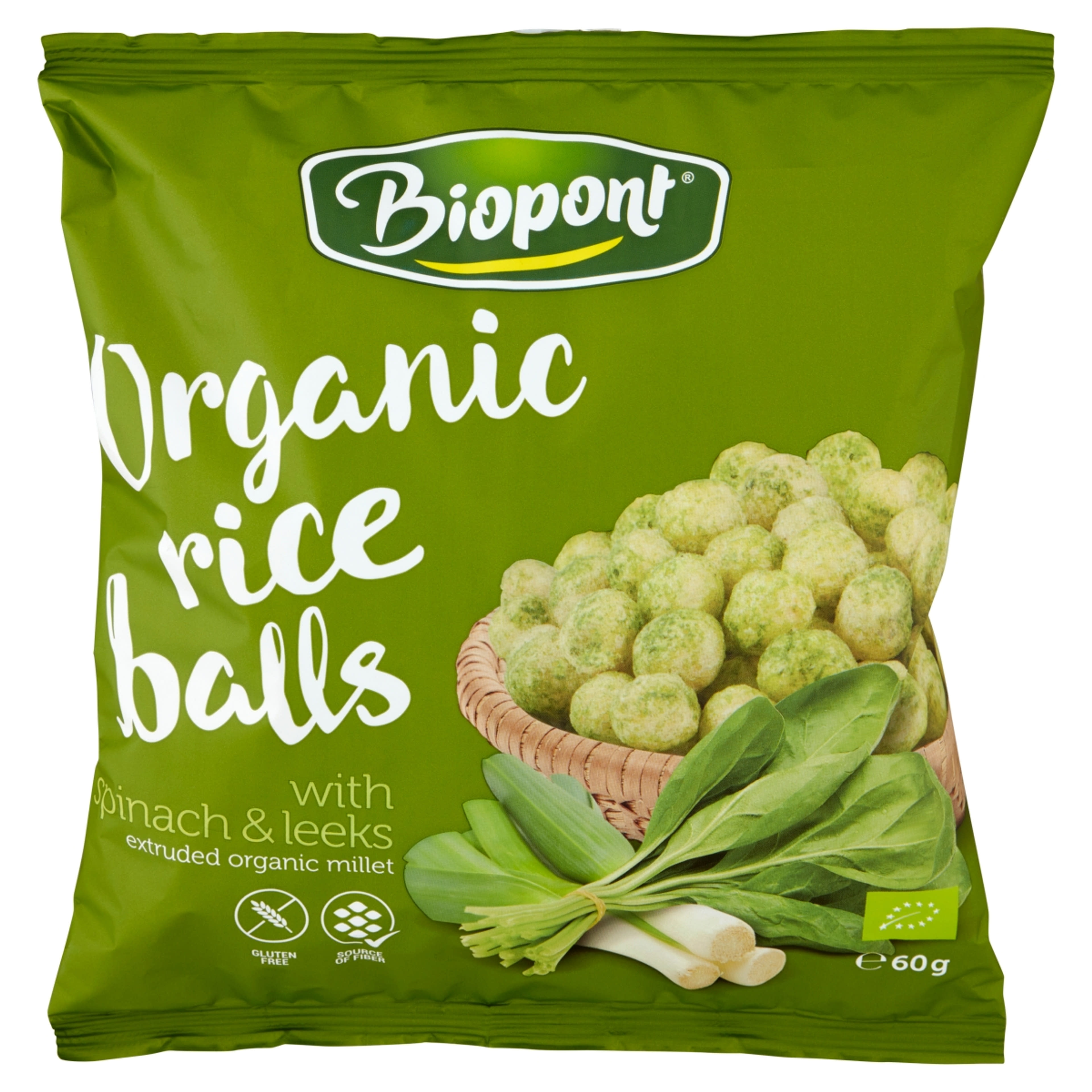 Biopont Bio rizsgolyó spenóttal és póréhagymával - 60 g-2