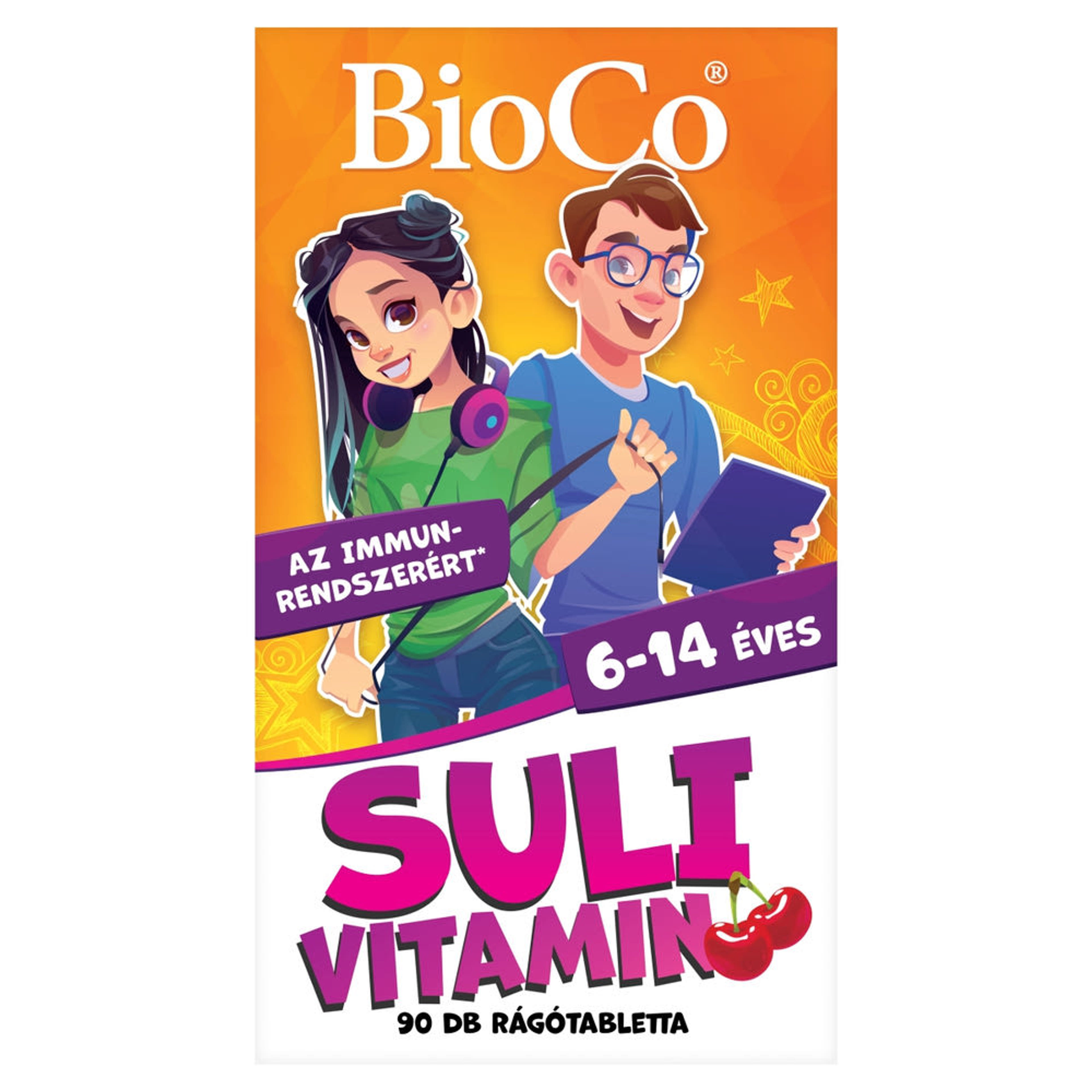 BioCo Suli vitamin 6-14 éveseknek cseresznye ízű étrend-kiegészítő rágótabletta - 90 db