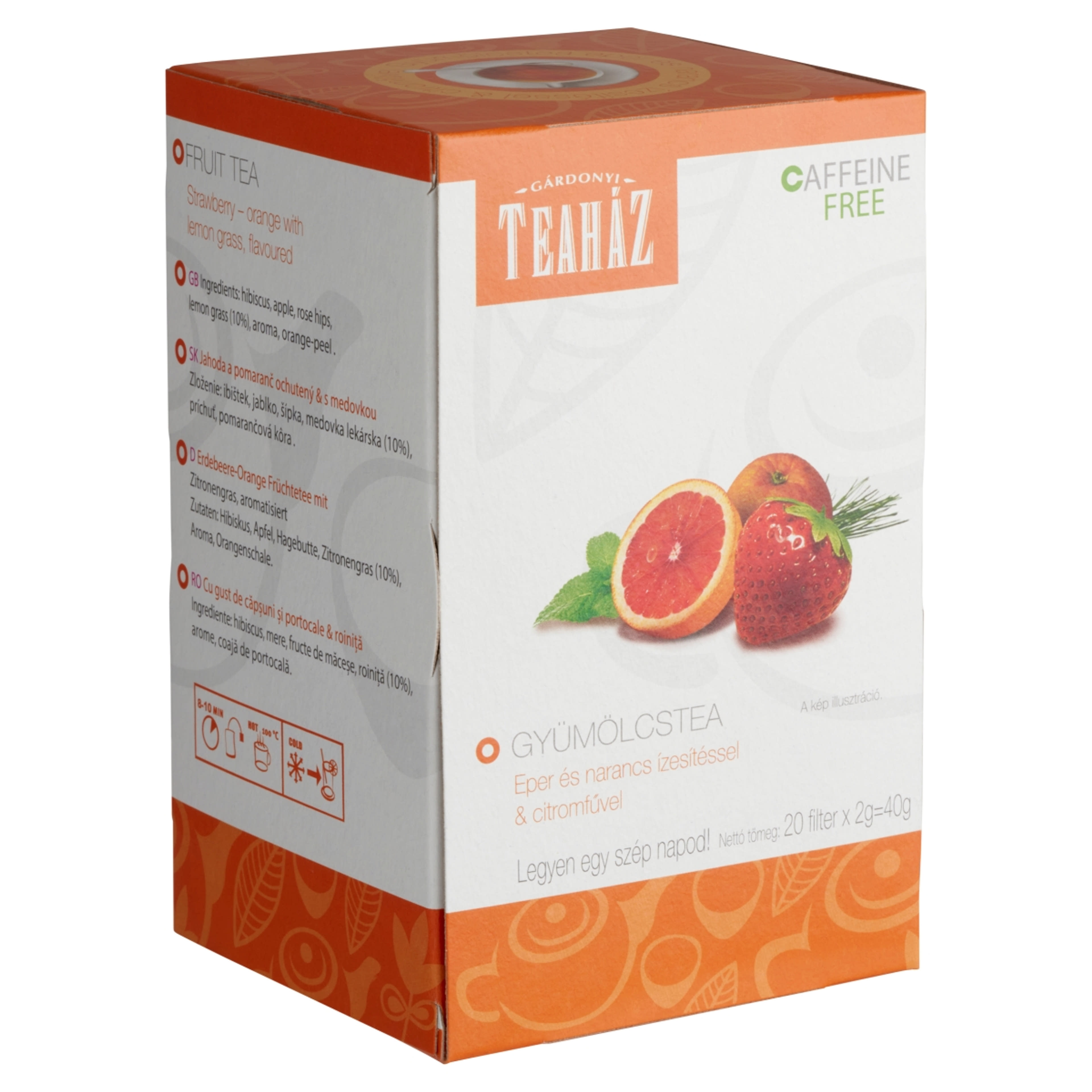 Gárdonyi Teaház eper és narancs ízesítésu gyümölcstea citromfuvel - 40 g-2