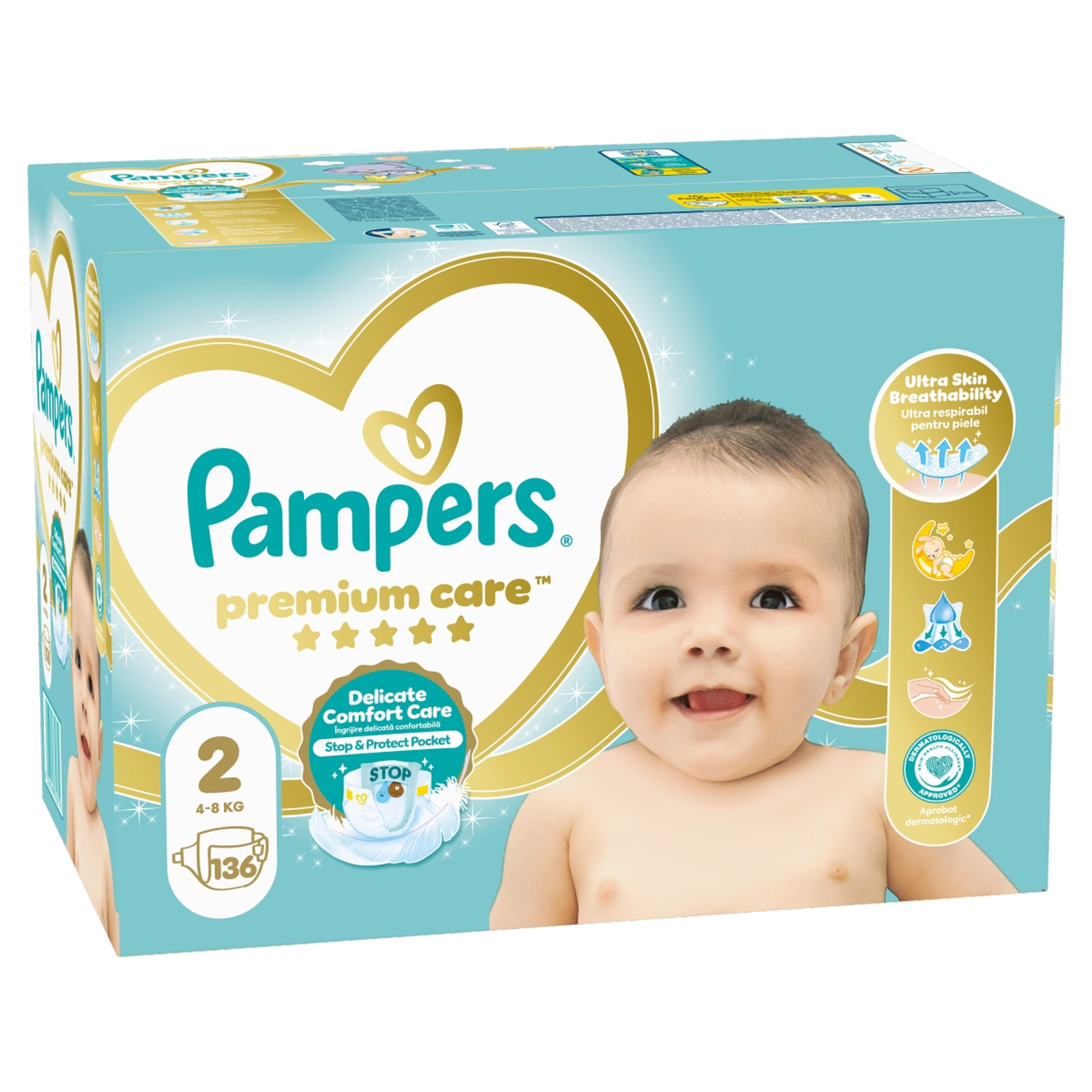 Pampers Premium Care pelenka, 2-es méret 4-8 kg - 136 db-2