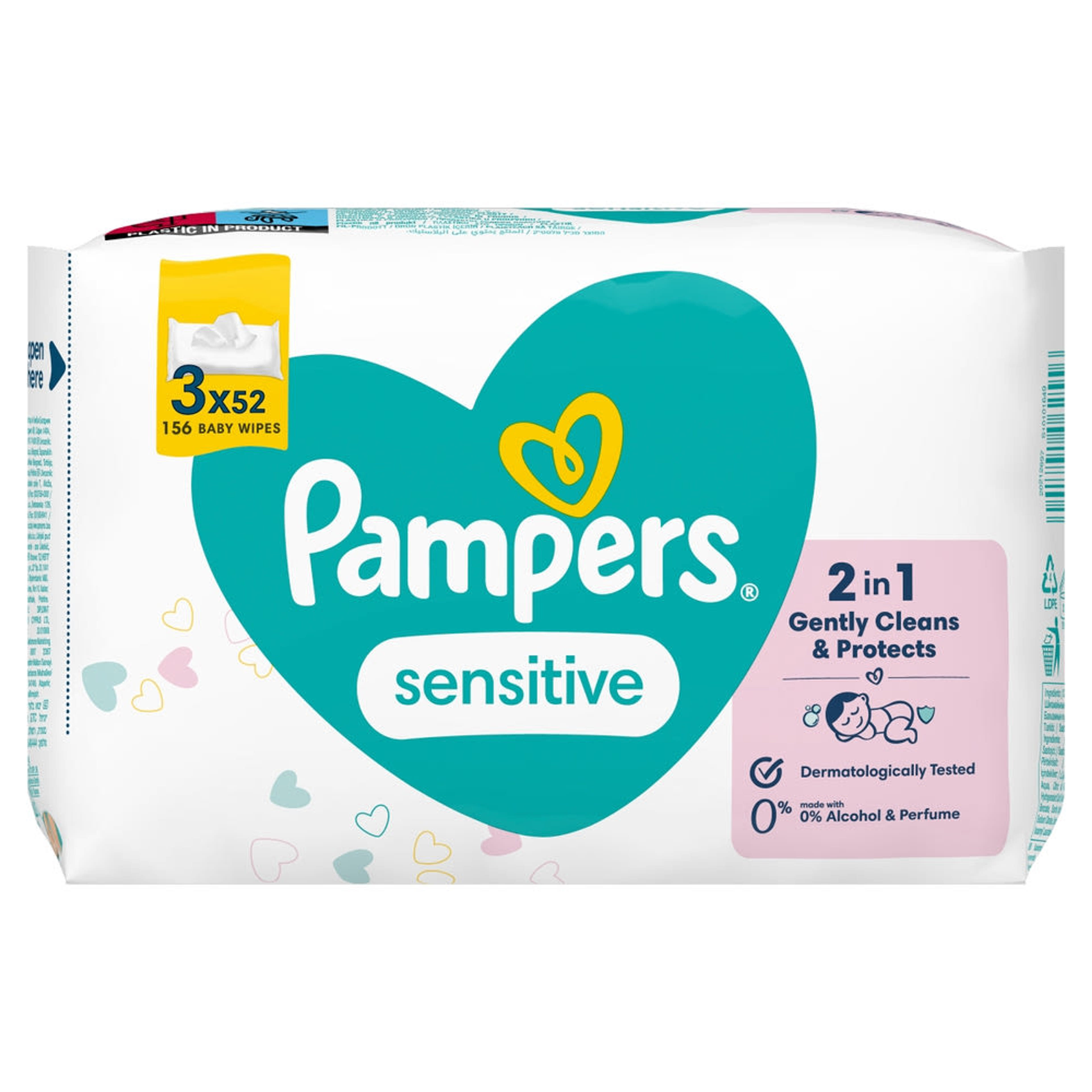 Pampers Sensitive nedves törlőkendő (3*52) - 156 db