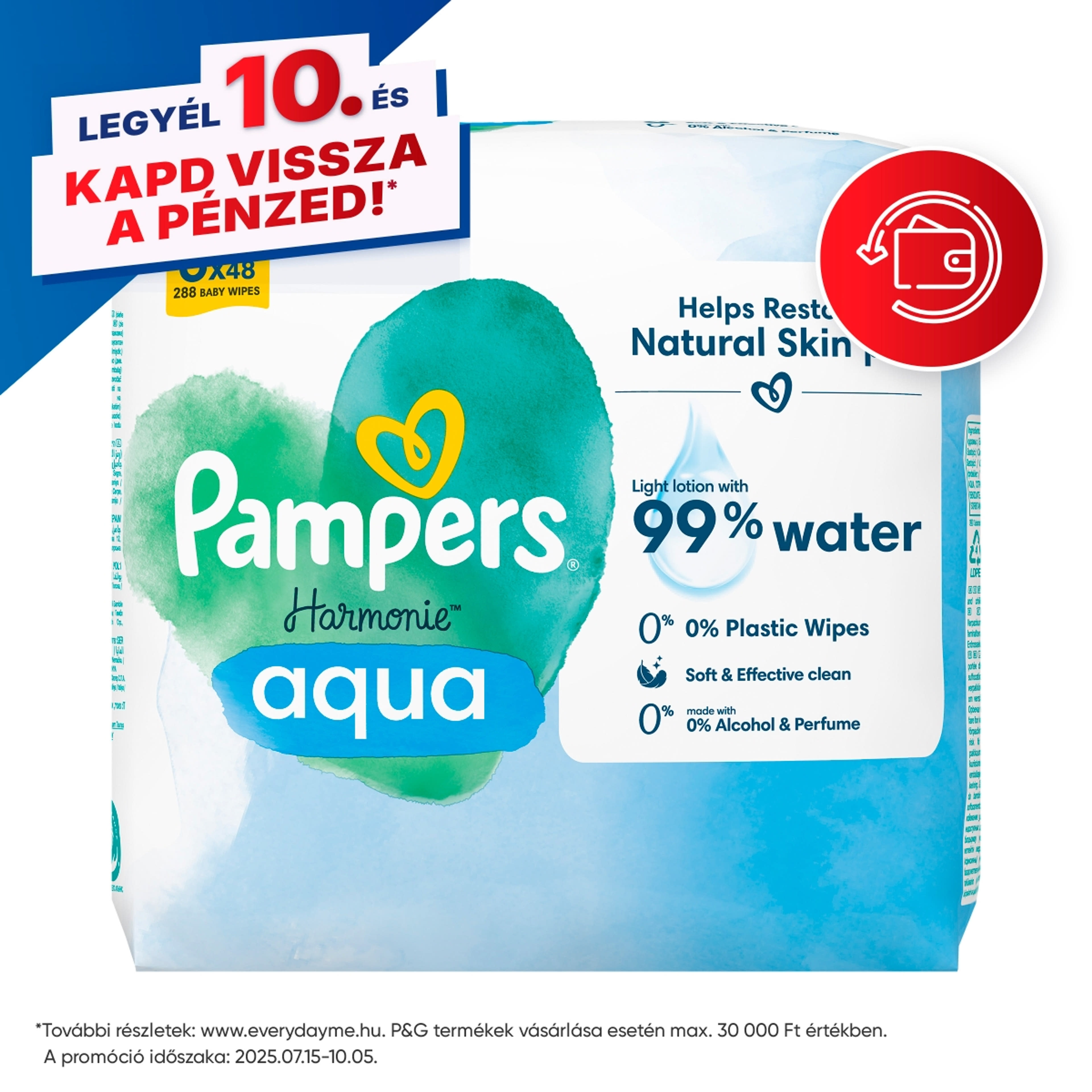 Pampers Harmonie Aqua nedves törlőkendő 6x48 db - 288 db
