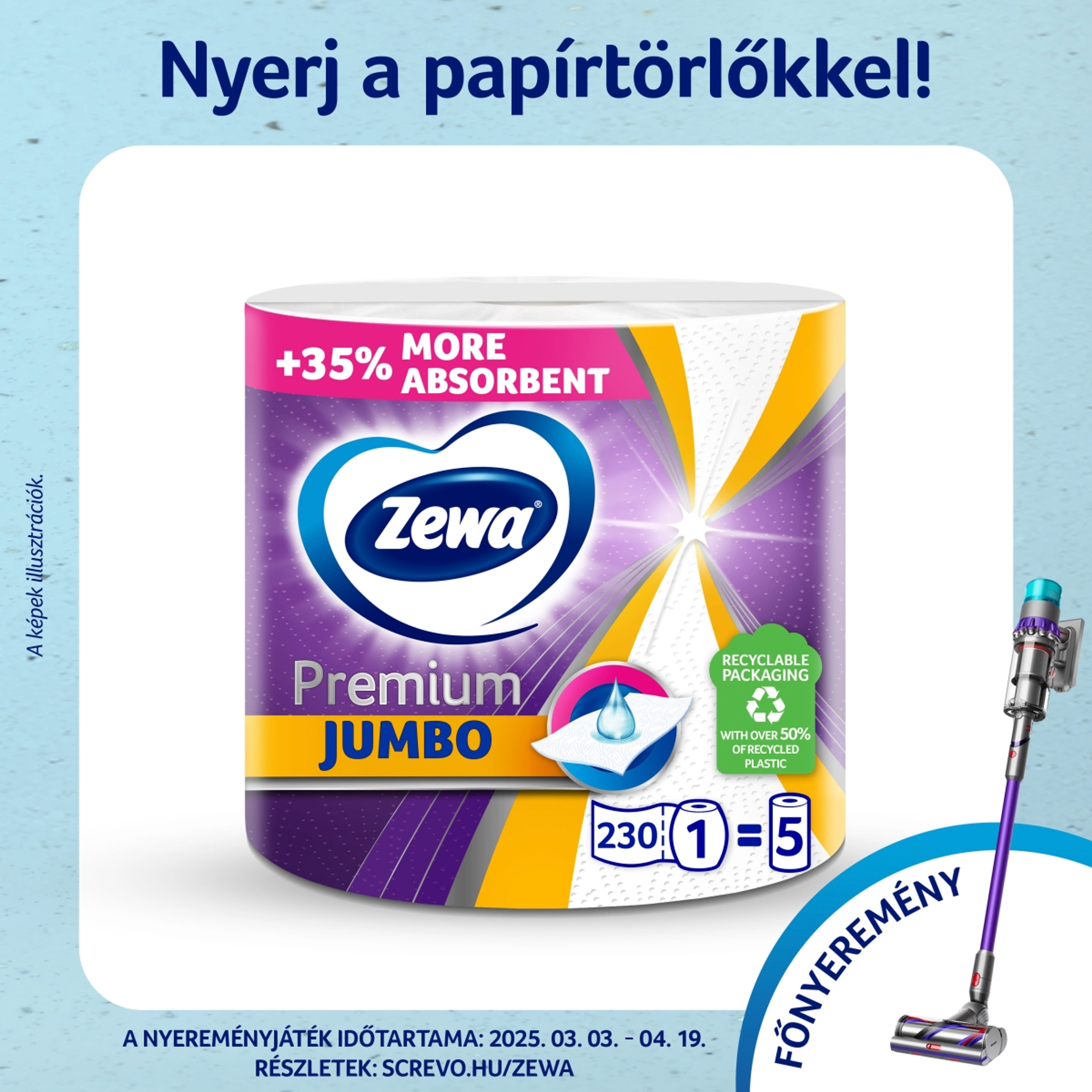Zewa Premium Jumbo háztartási papírtörlő 3 rétegű - 1 db