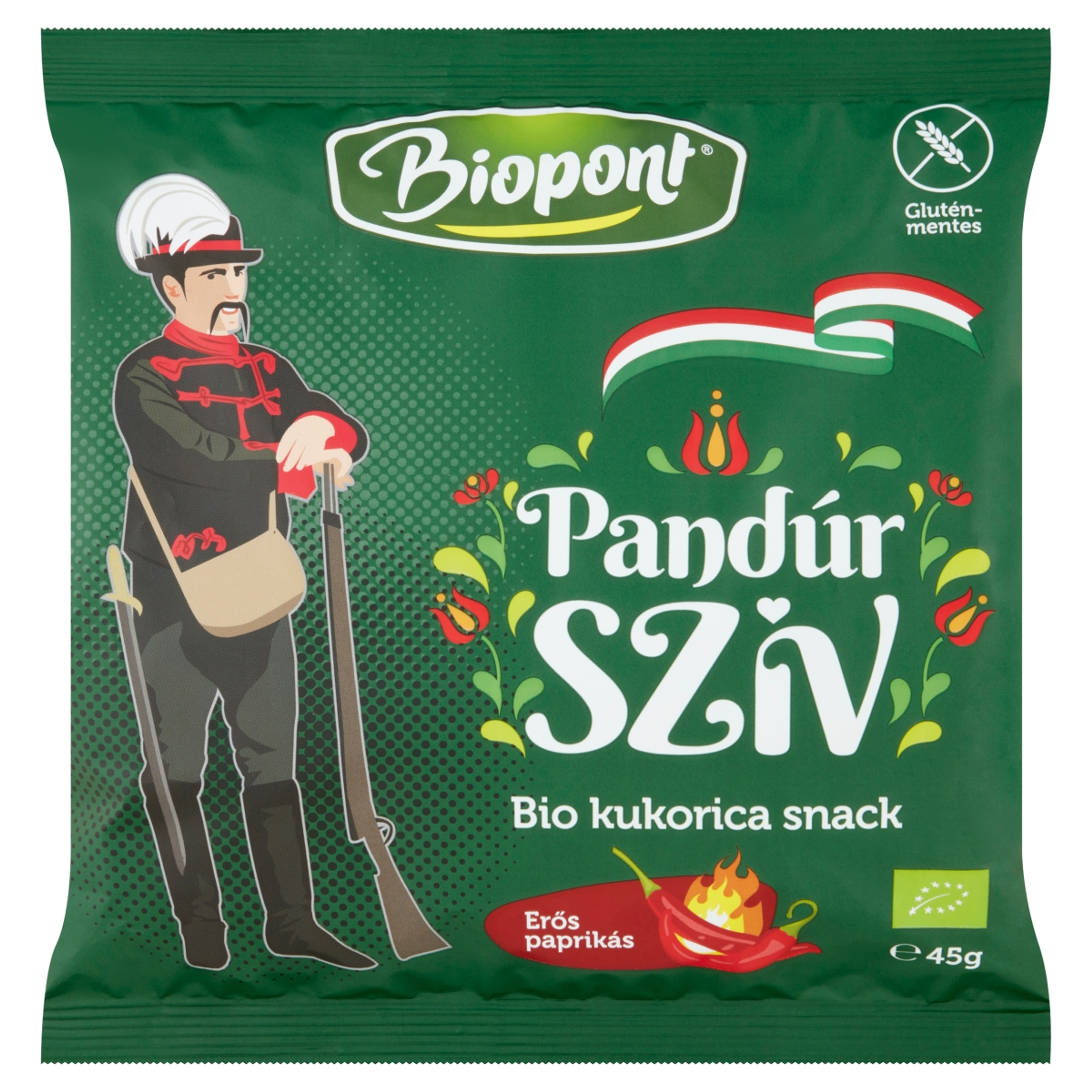 Biopont Pandur Szív kukorica snack erős paprikás - 45 g