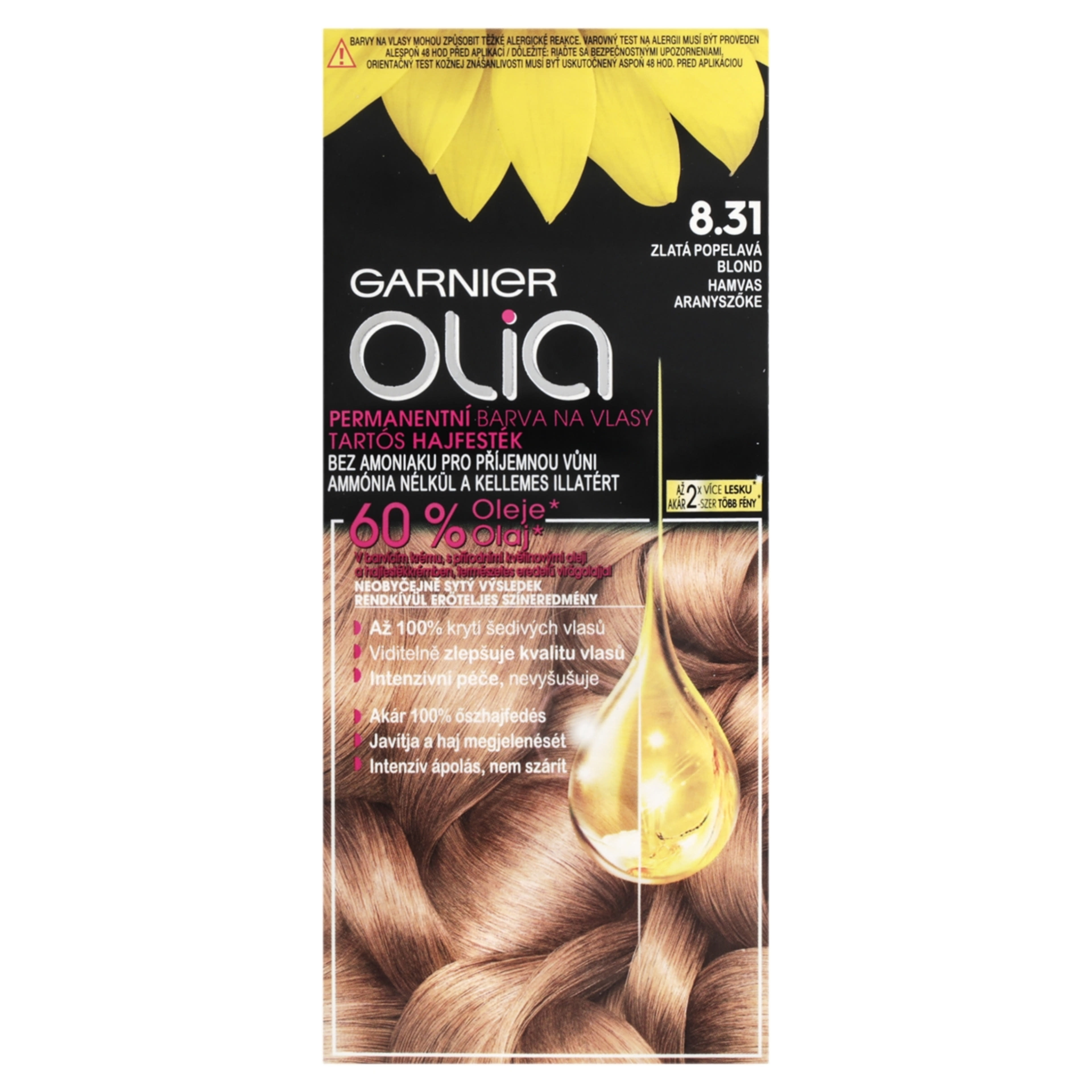 Garnier Olia tartós hajfesték 8.31 Hamvas aranyszőke - 1 db