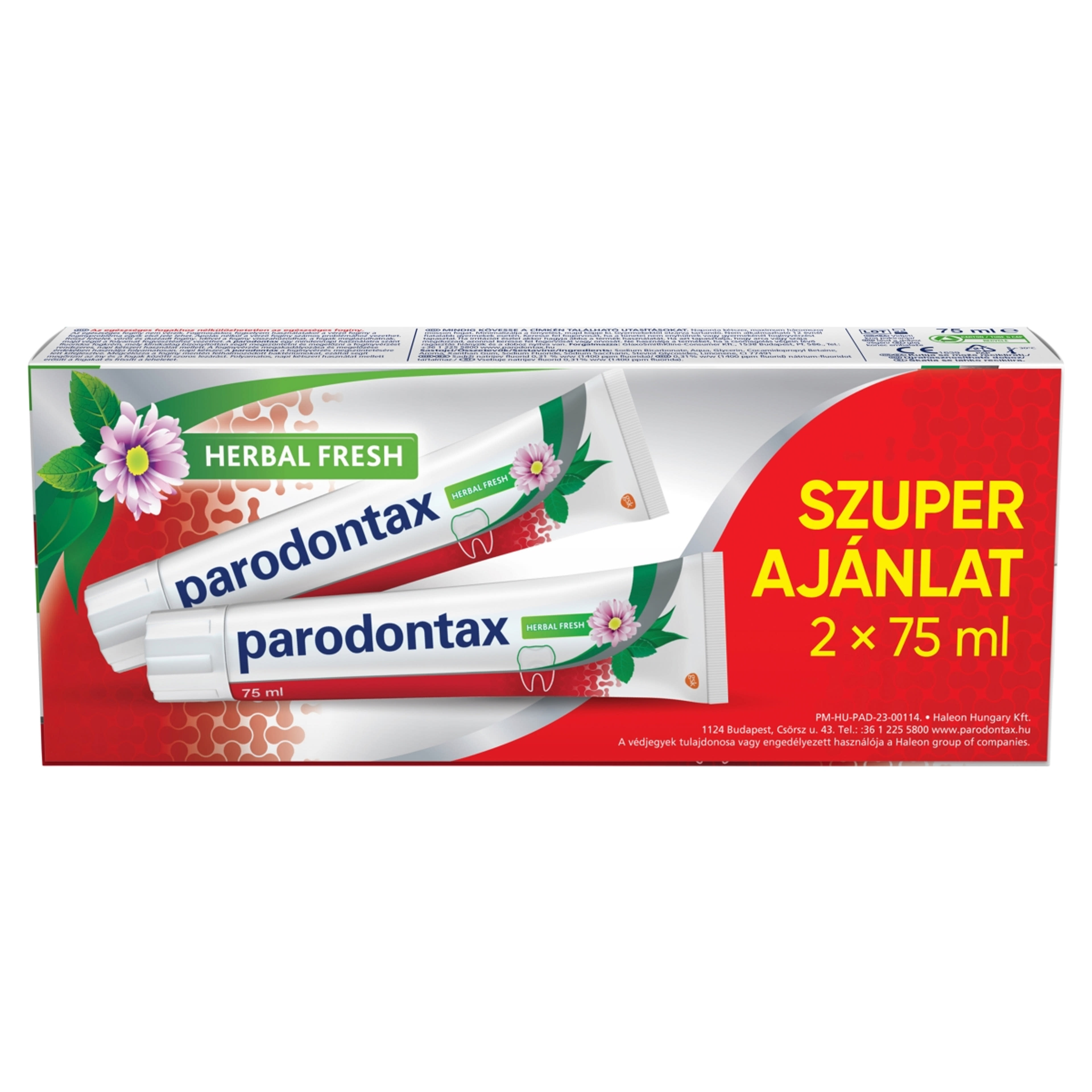 Parodontax Herbal Fresh fogkrém duopack 2 x 75 ml - 150 ml
