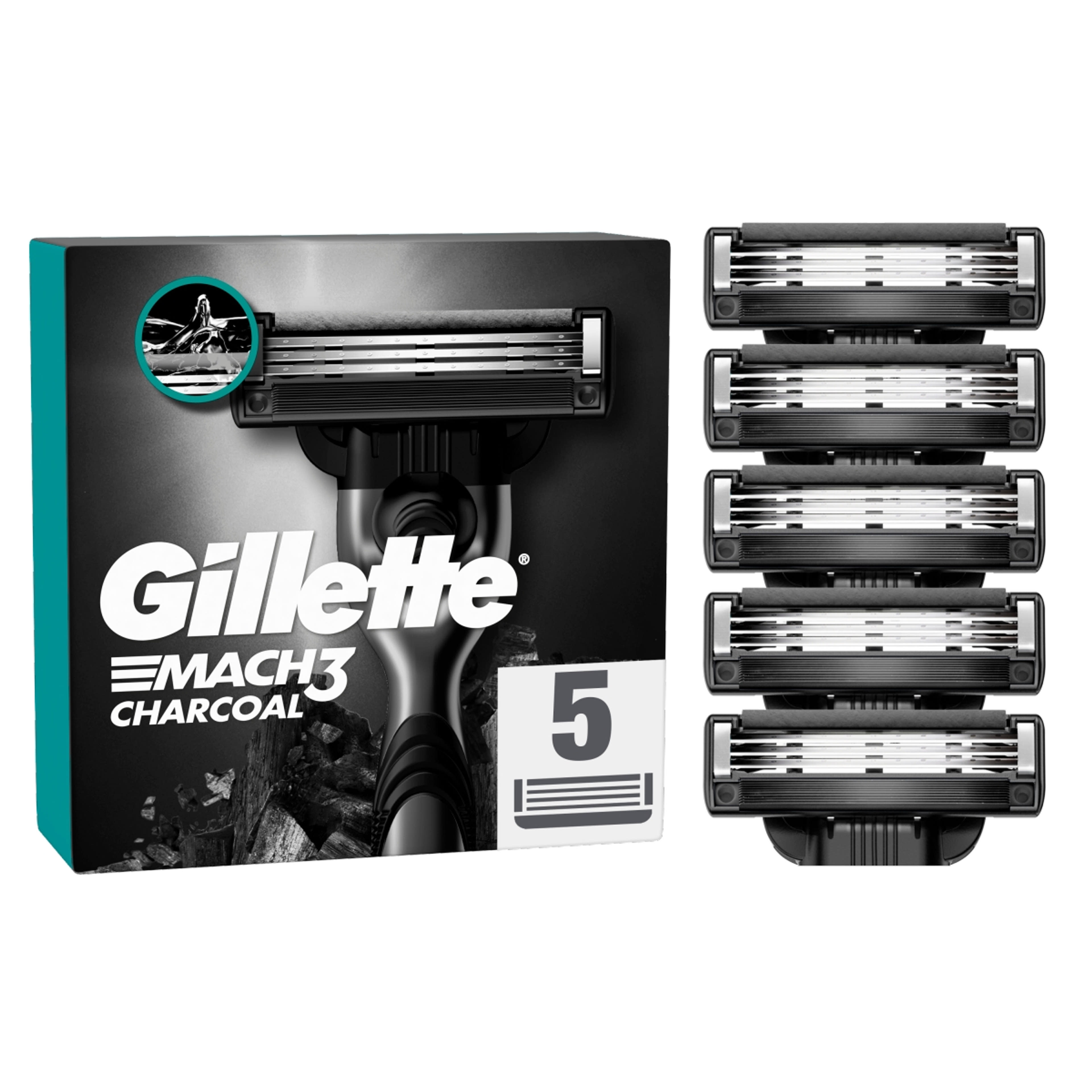 Gillette Mach3 Charcoal férfi borotva betét 3 pengés - 5 db-8