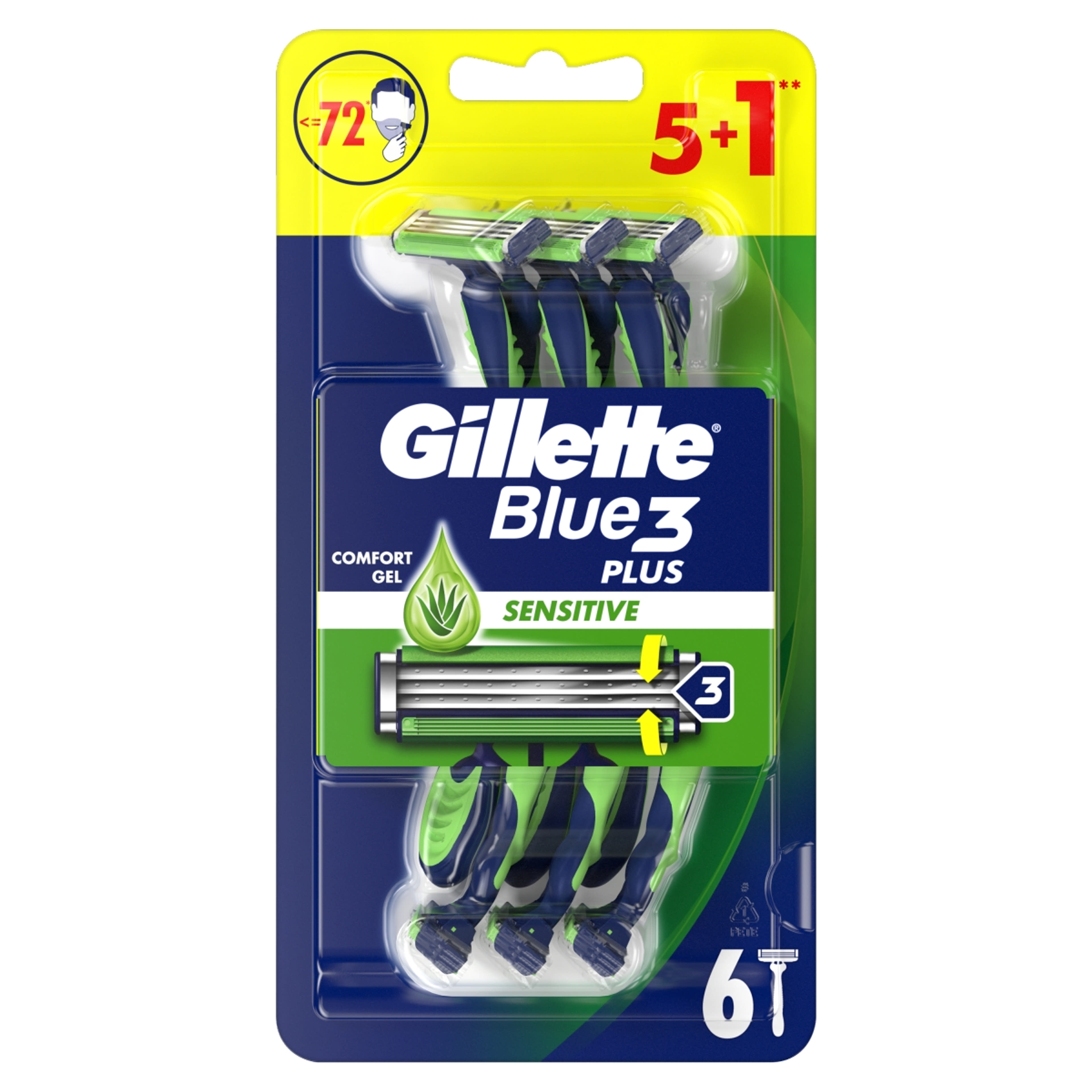 Gillette Blue3 Sensitive eldobható borotva, 3 pengés - 6 db