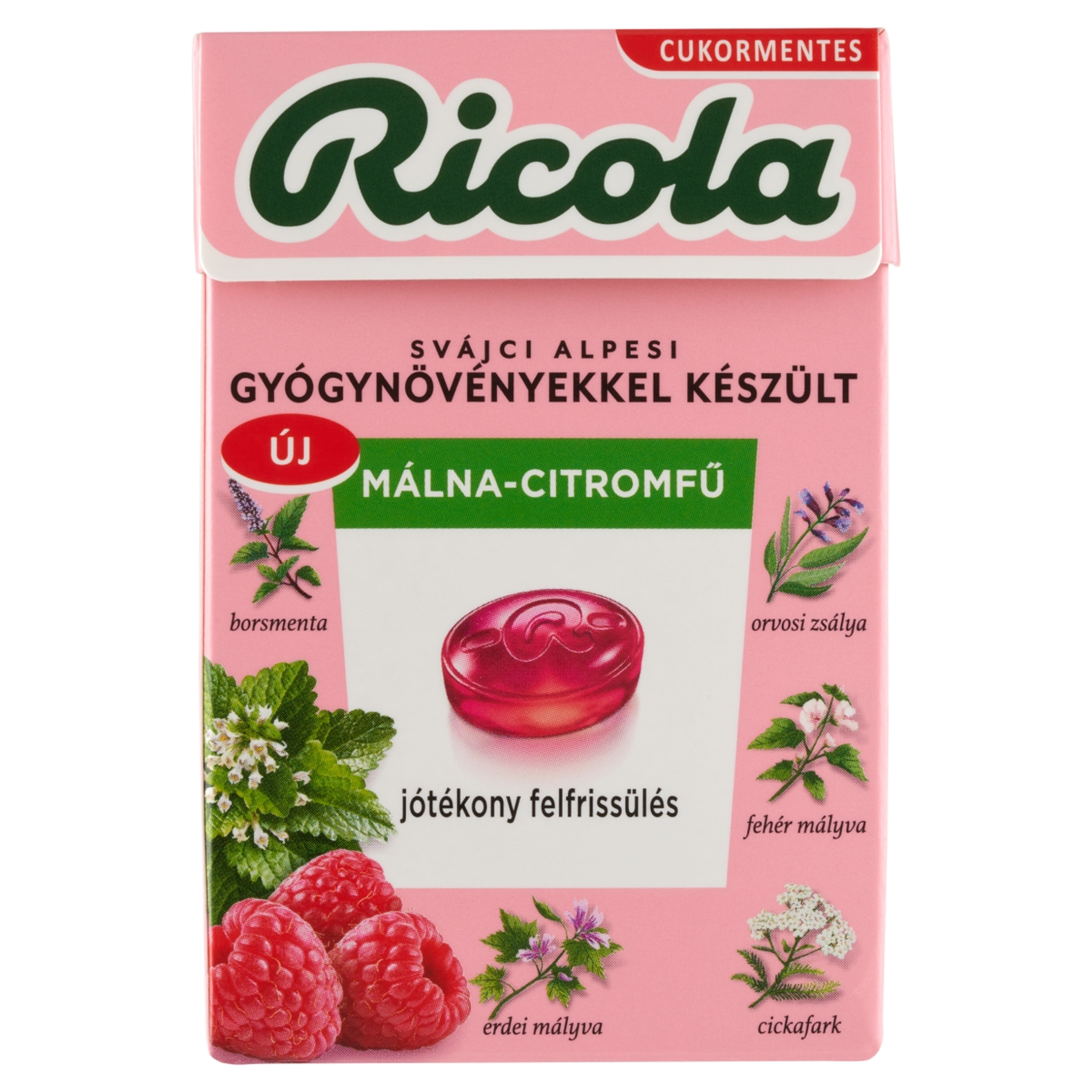 Ricola svájci gyógynövény cukormentes cukorkák mála-citromfű ízesítéssel - 40 g