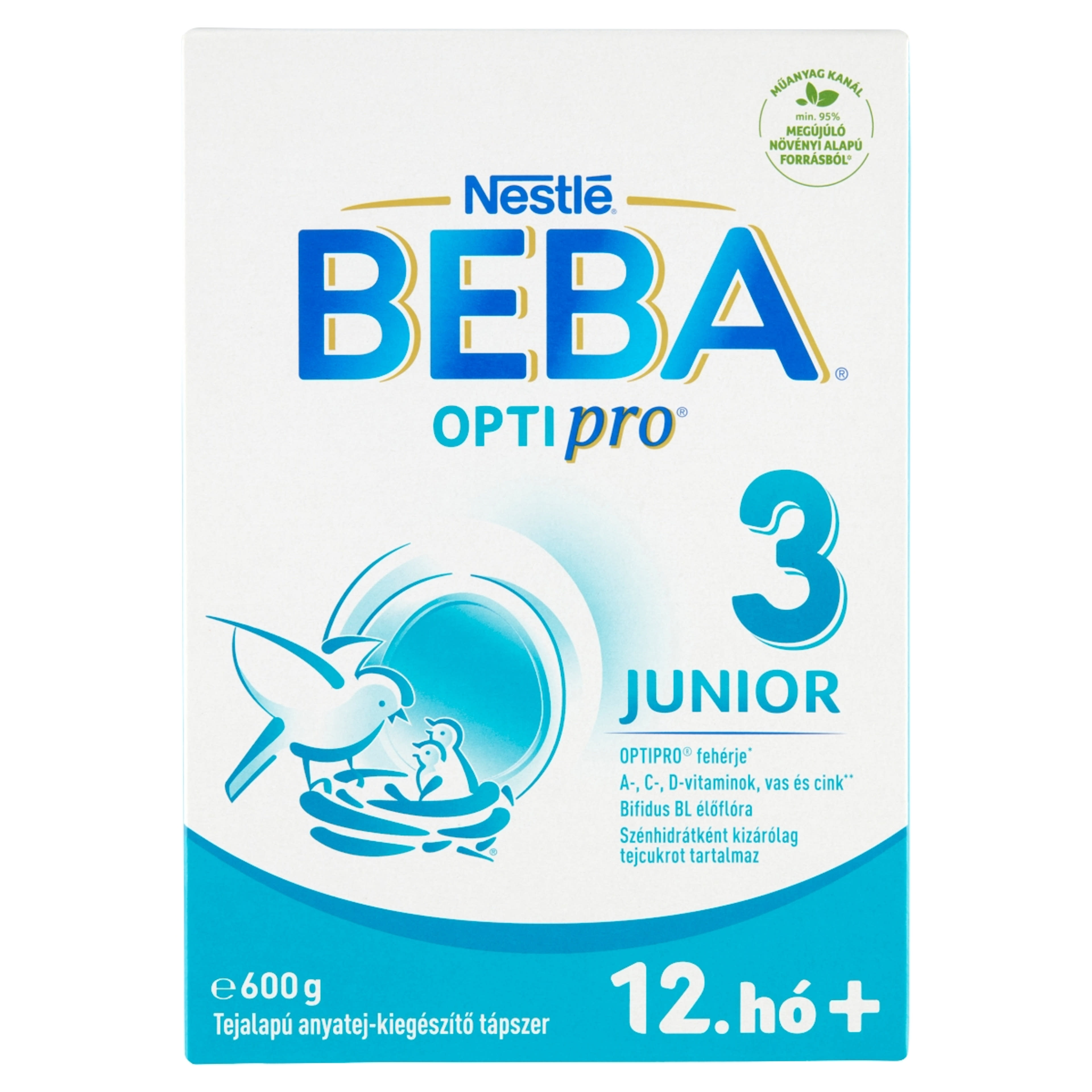BEBA OPTIPRO Junior 3 tejalapú anyatej-kiegészítő tápszer 12. hónapos kortól - 600 g