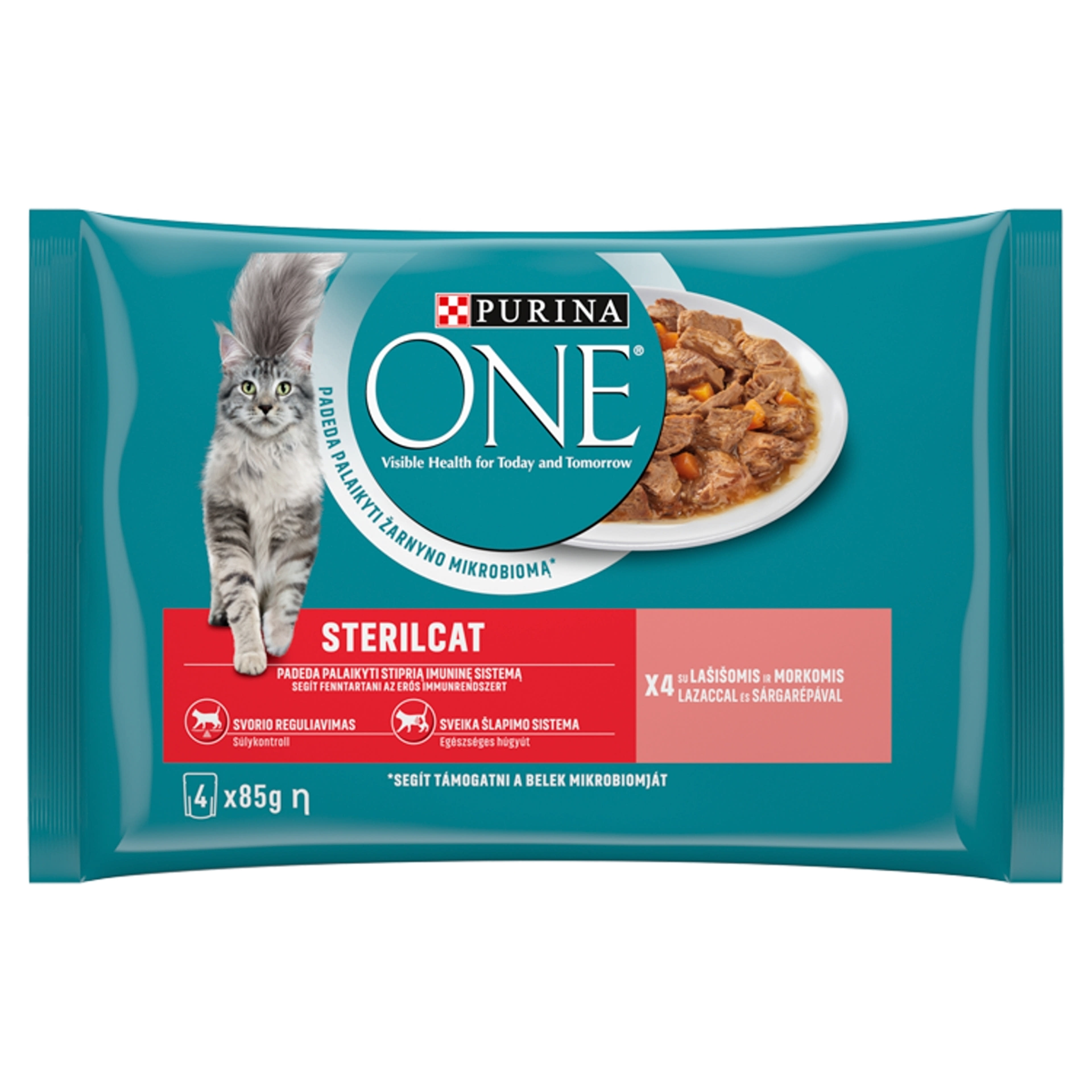 Purina one alutasak macskáknak lazac és sárgarépa 4*85 g - 340 g-1