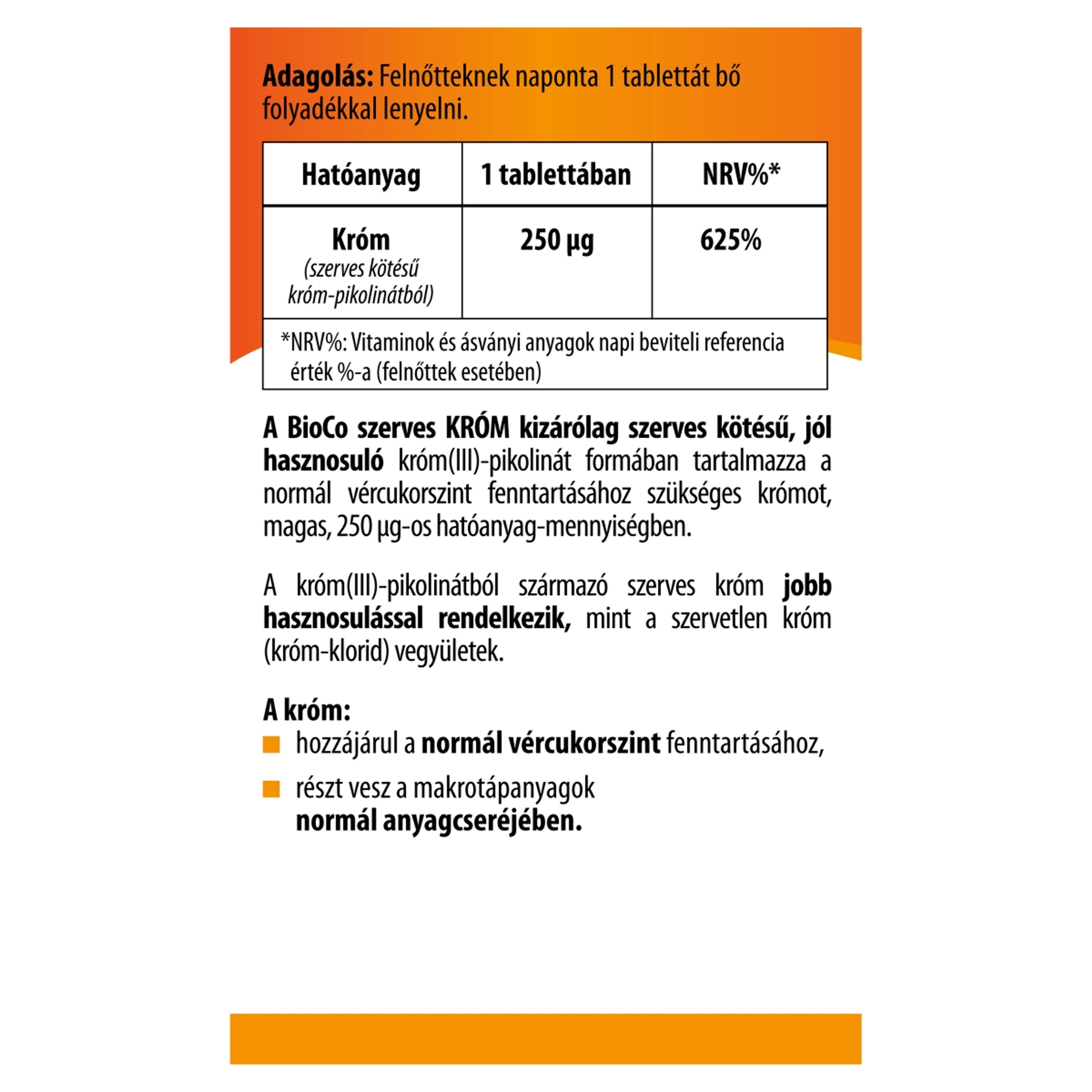 Bioco szerves króm tabletta - 60 db-2