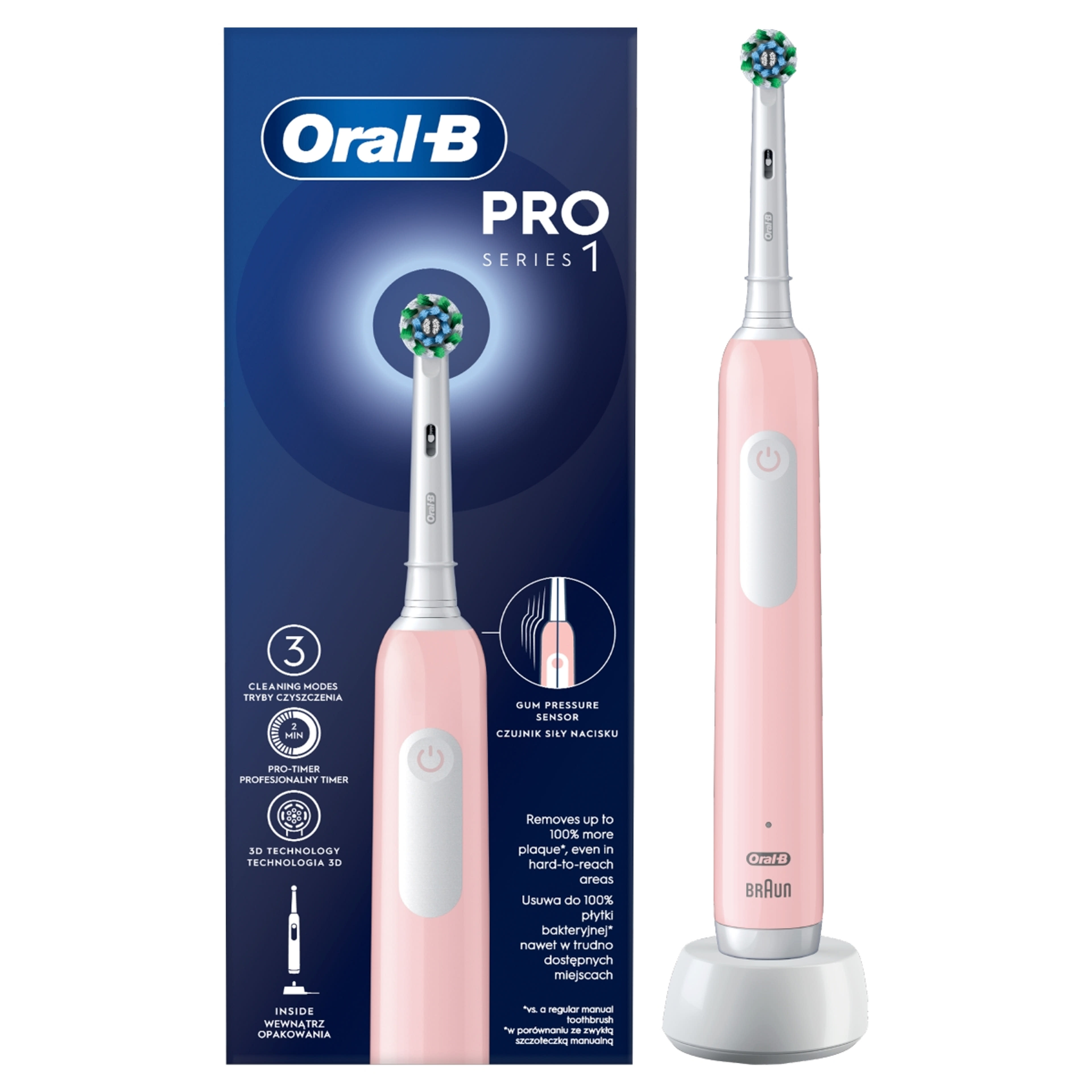 Oral-B Pro 1 900 Cross Action elektromos fogkefe /pink - 1 db-3