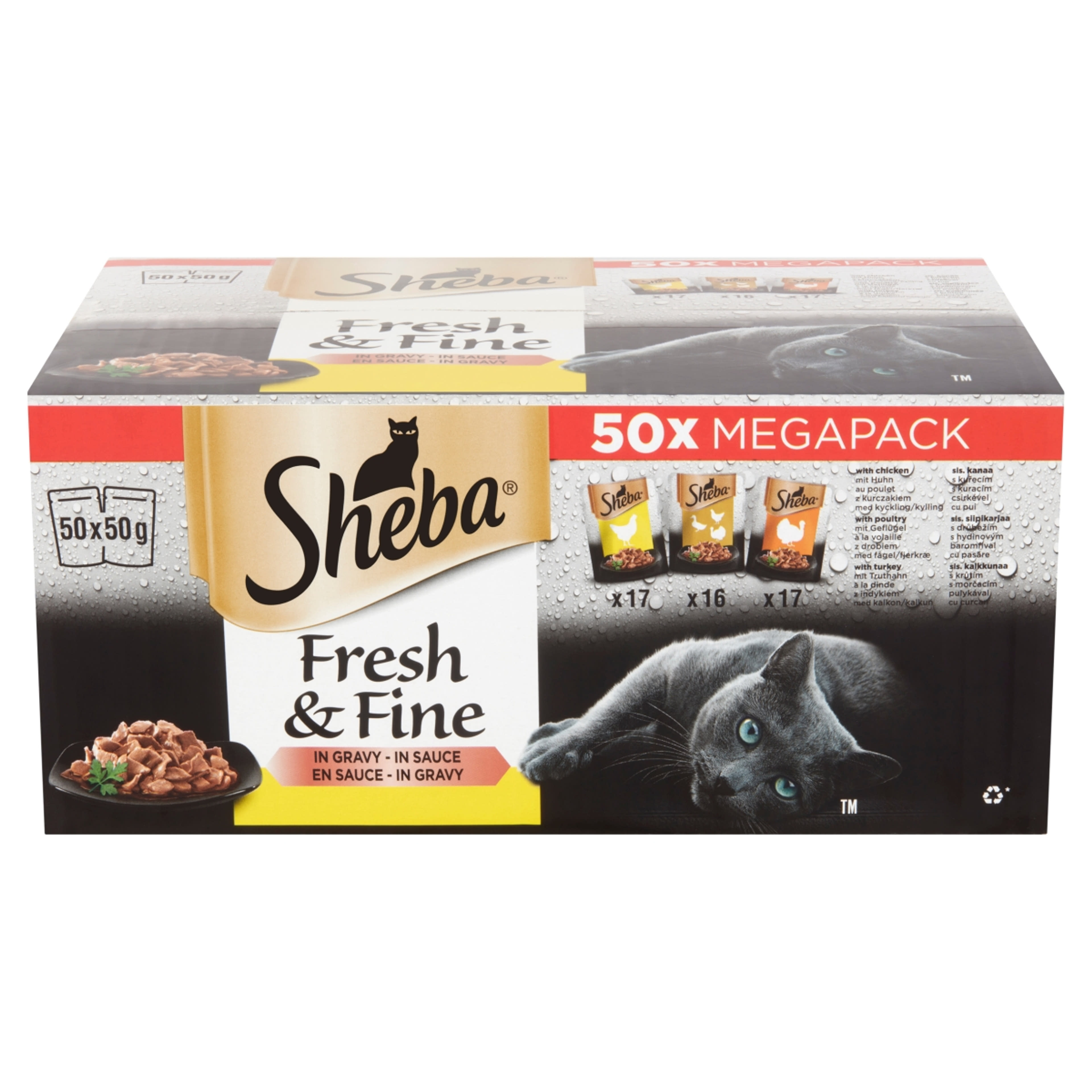Sheba Fresh & Fine teljes értékű nedves eledel felnőtt macskáknak 50 x 50 g - 2500 g-2