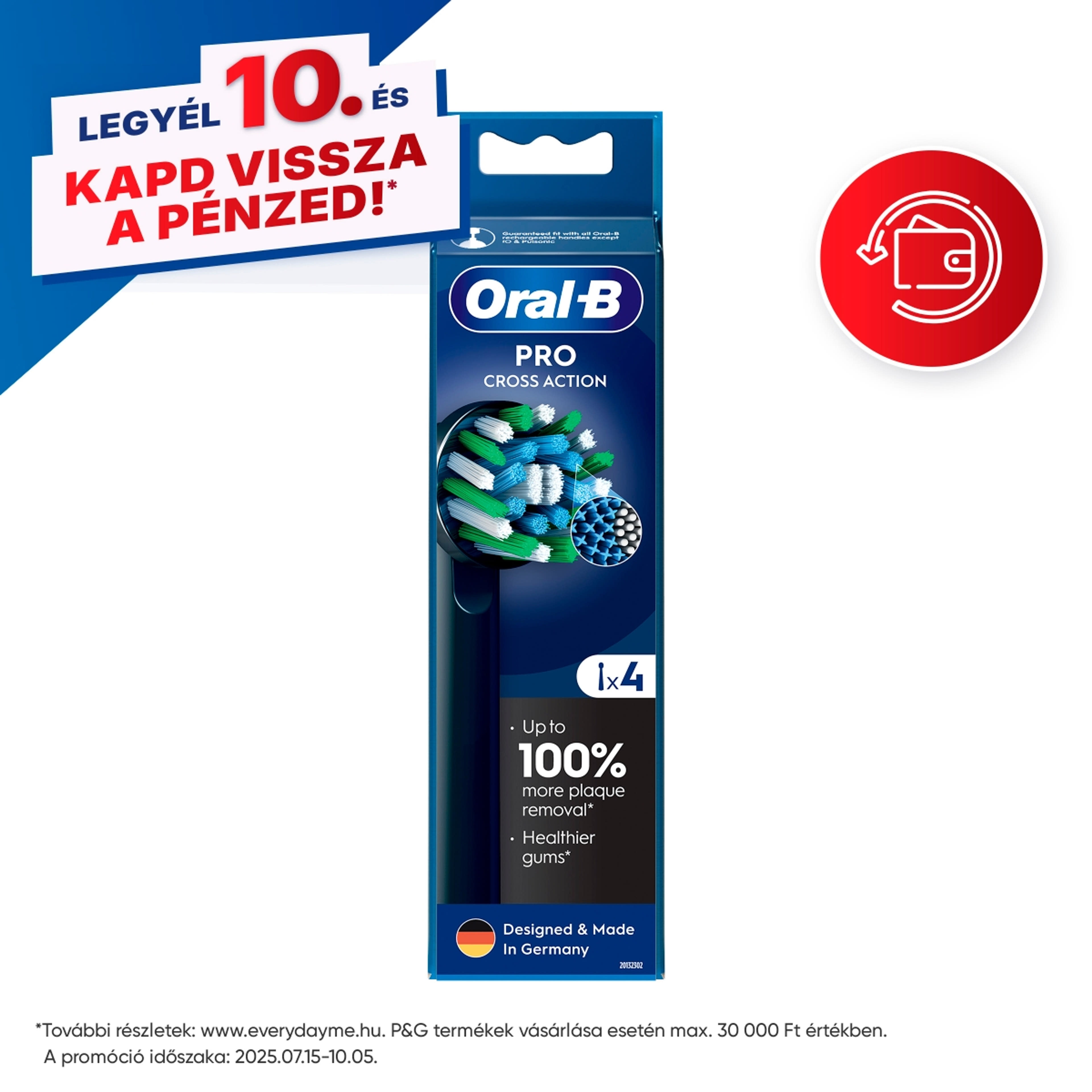 Oral-B Pro Cross Action fogkefefej /fekete - 4 db