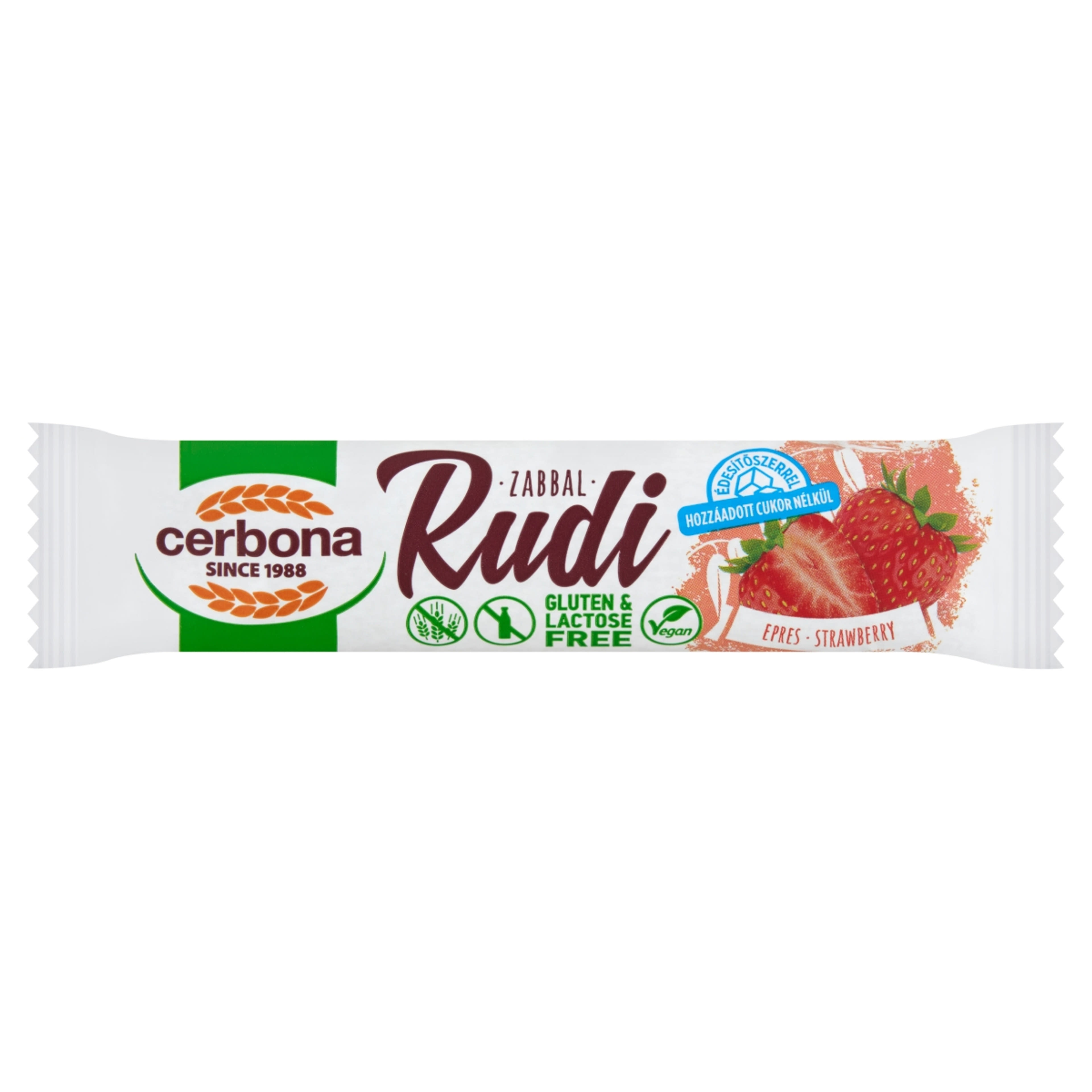 Cerbona Rudi gluténmentes laktózmentes zabrúd epres töltelékkel kakaós bevonattal - 30 g-1