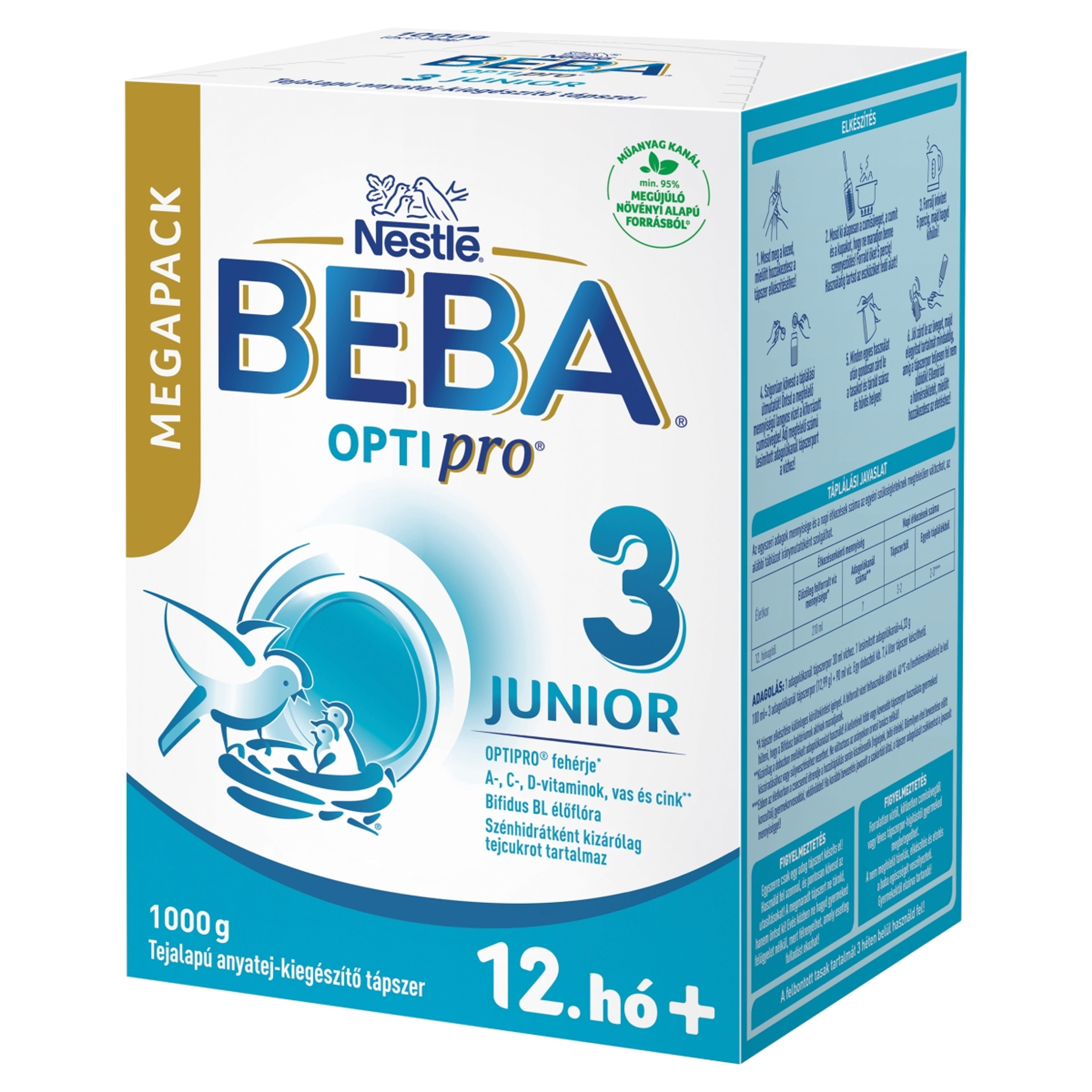 Beba Optipro 3 Junior tejalapú anyatej-kiegészítő tápszer 12 hónapos kortól - 1000 g-3