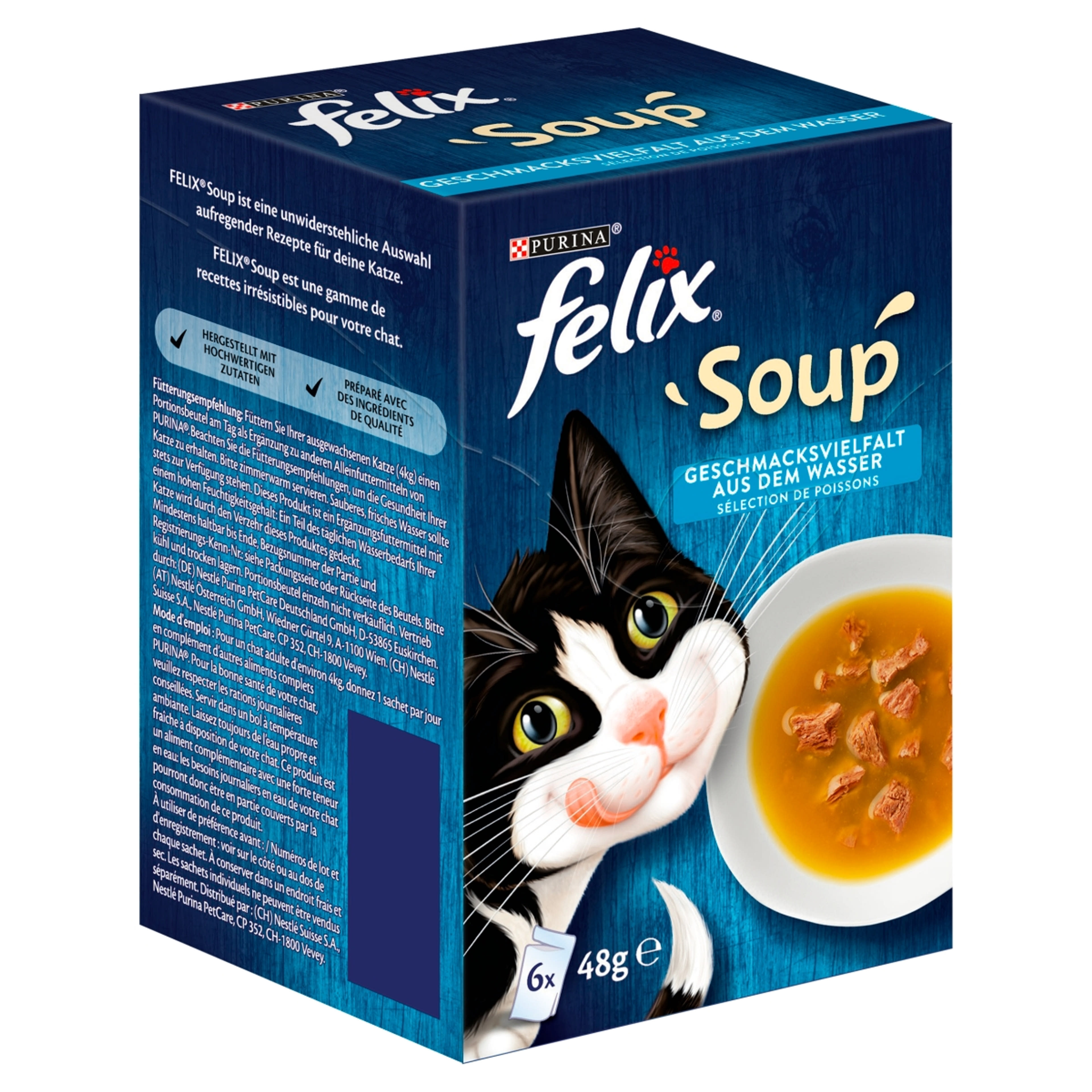 Felix Soup alutasak macskáknak, halas válogatás 6x48g - 288 g-1