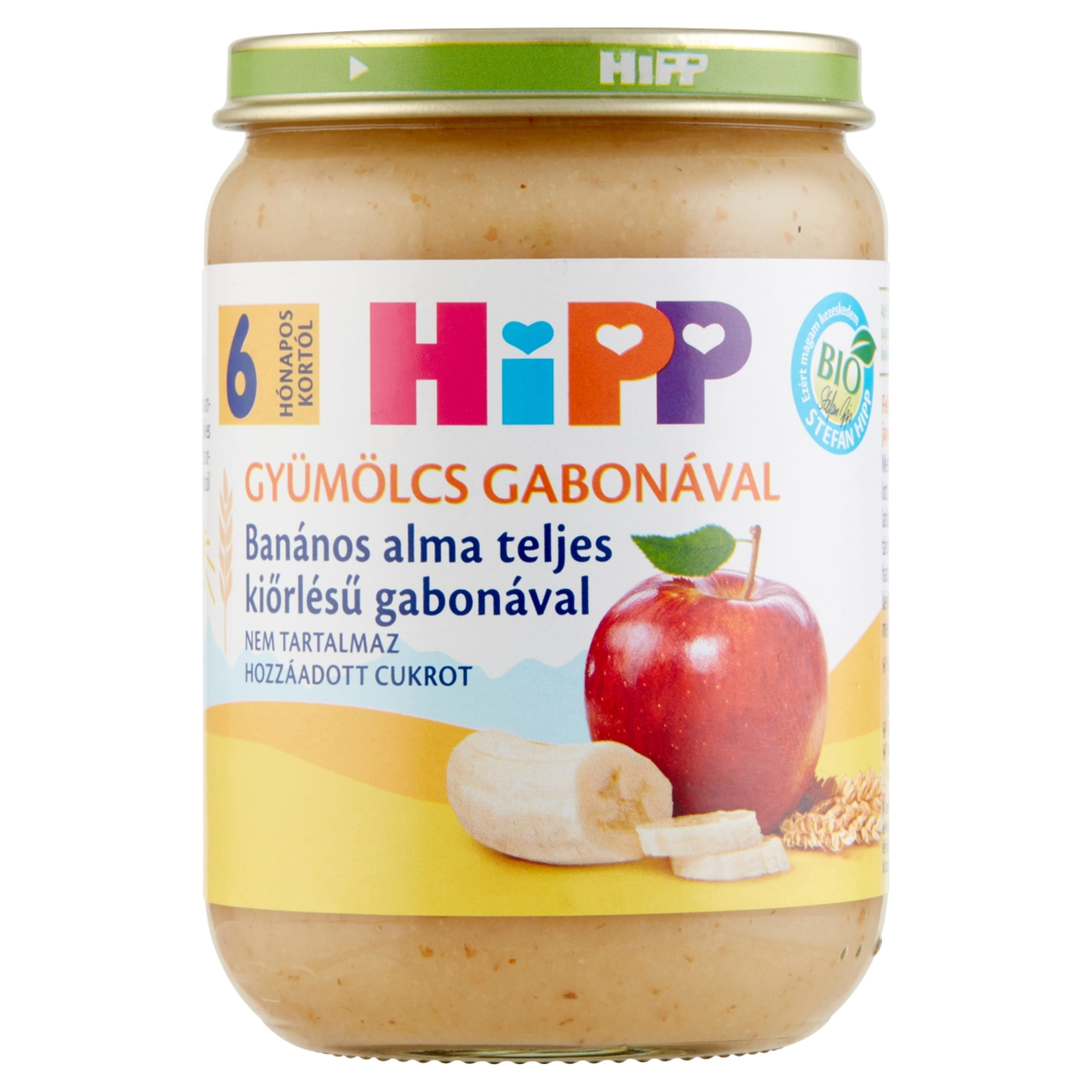 Hipp Bébiétel Alma- Banán Teljes Kiörlésu Gabona Ízesítéssel 6 Hónapos Kortól - 190 g