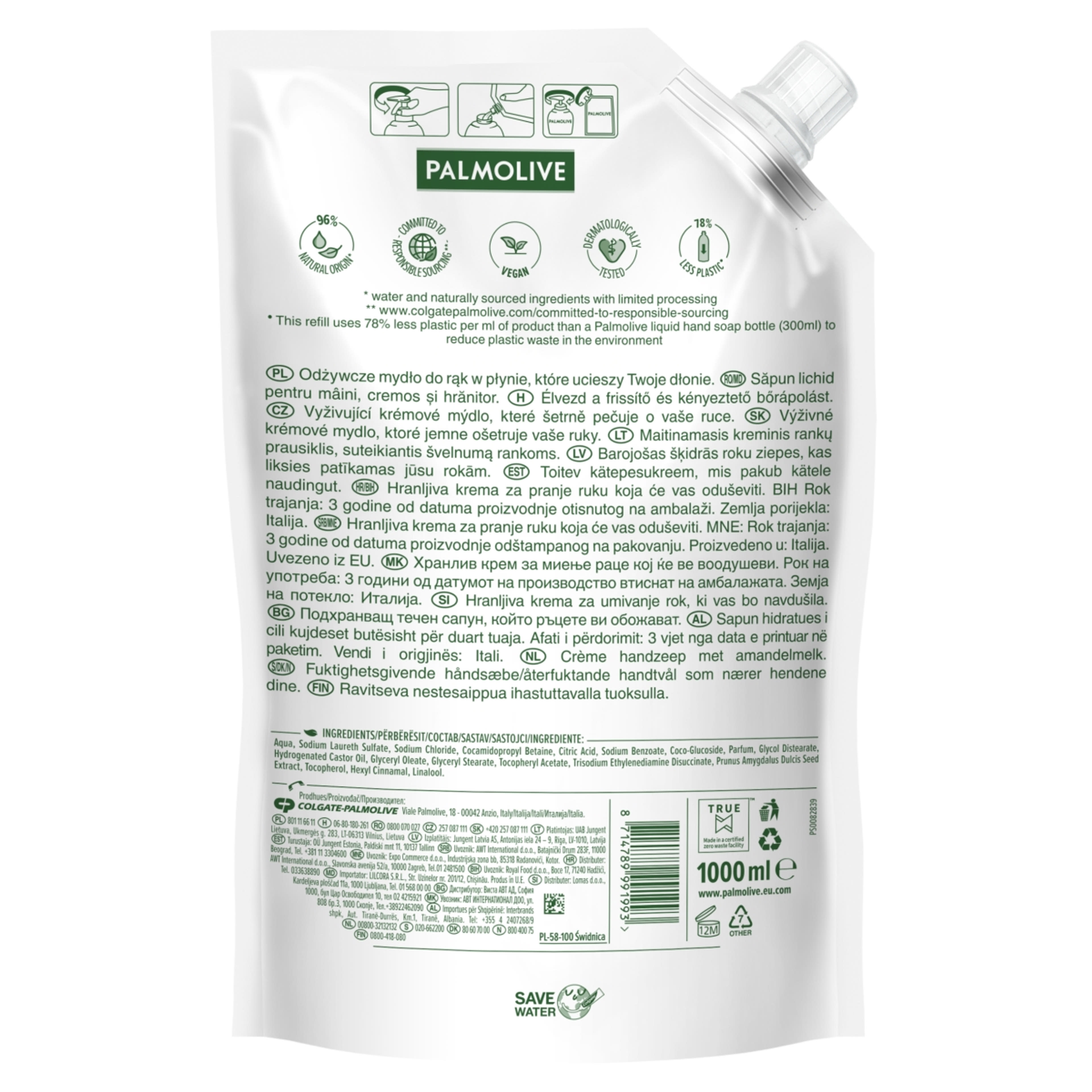 Palmolive Naturals Milk & Almond folyékony szappan utántöltő - 1000 ml-2