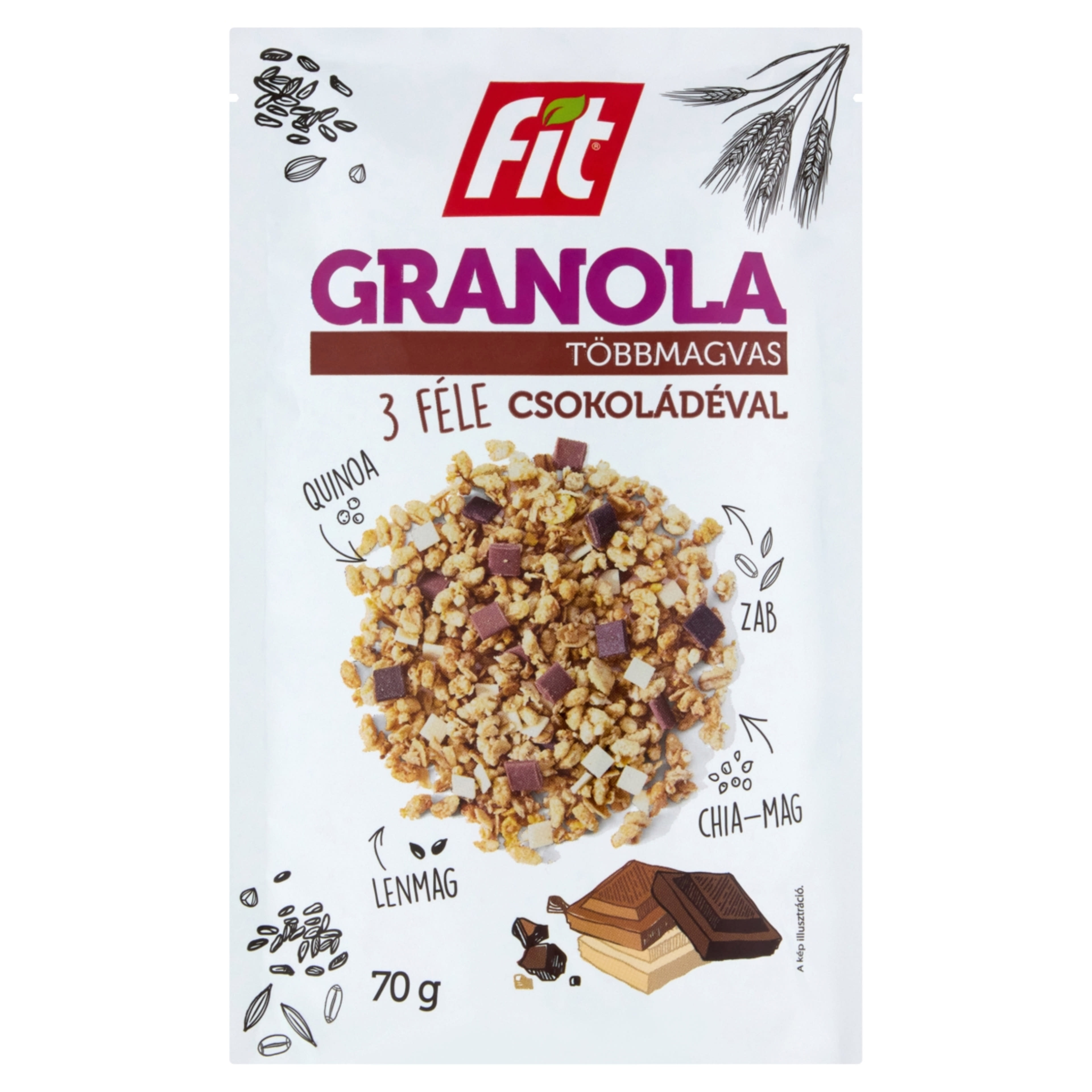 Fit Granola 3 féle csokoládéval - 70 g