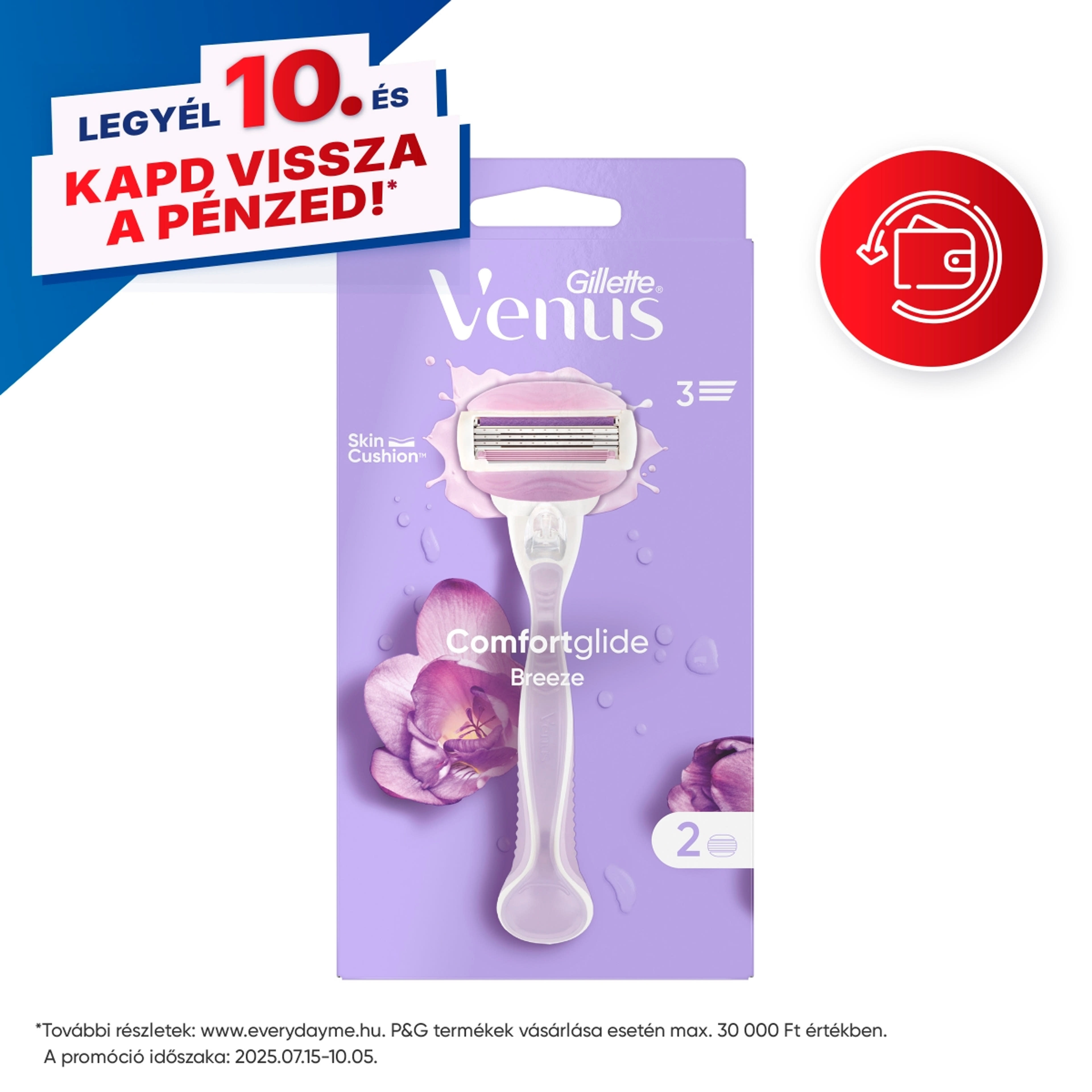 Gillette Venus Breeze 3 pengés borotva + 2 db borotvabetét - 1 db