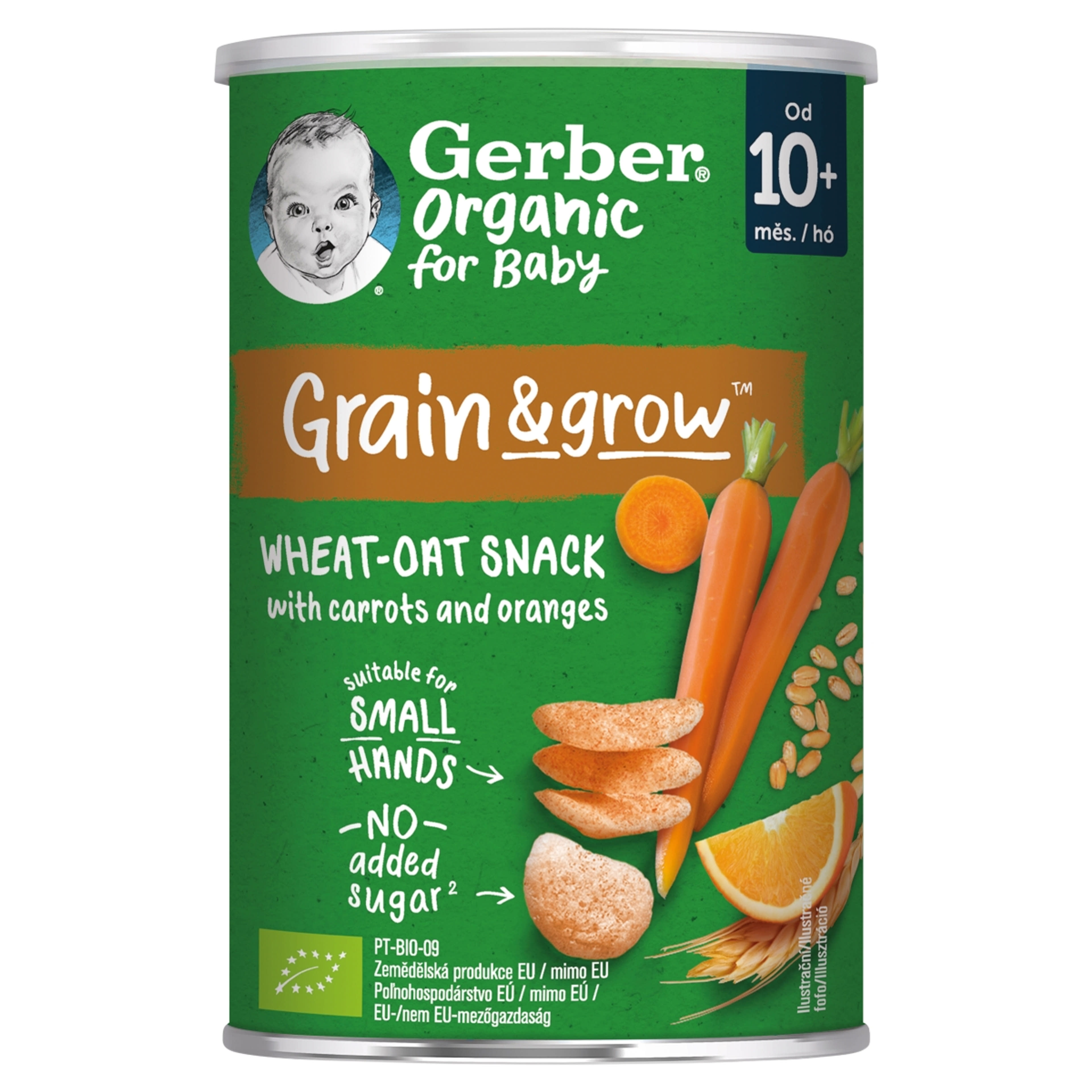 Gerber bio sárgarépás és narancsos bio búza- és zabsnack 10 hónapos kortól - 35 g-1