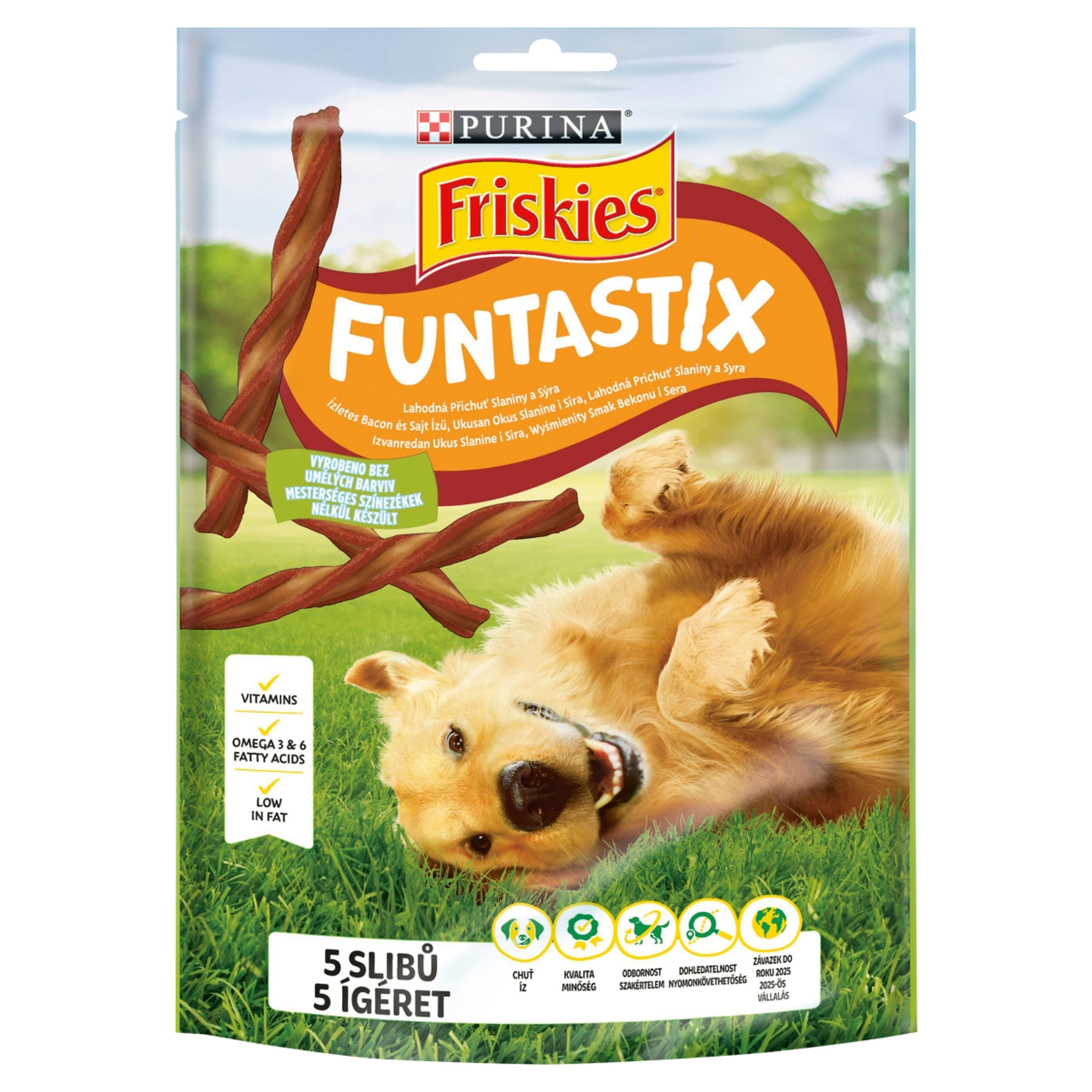 Friskies Funtastix bacon és sajt ízű kiegészítő állateledel felnőtt kutyák számára - 175 g