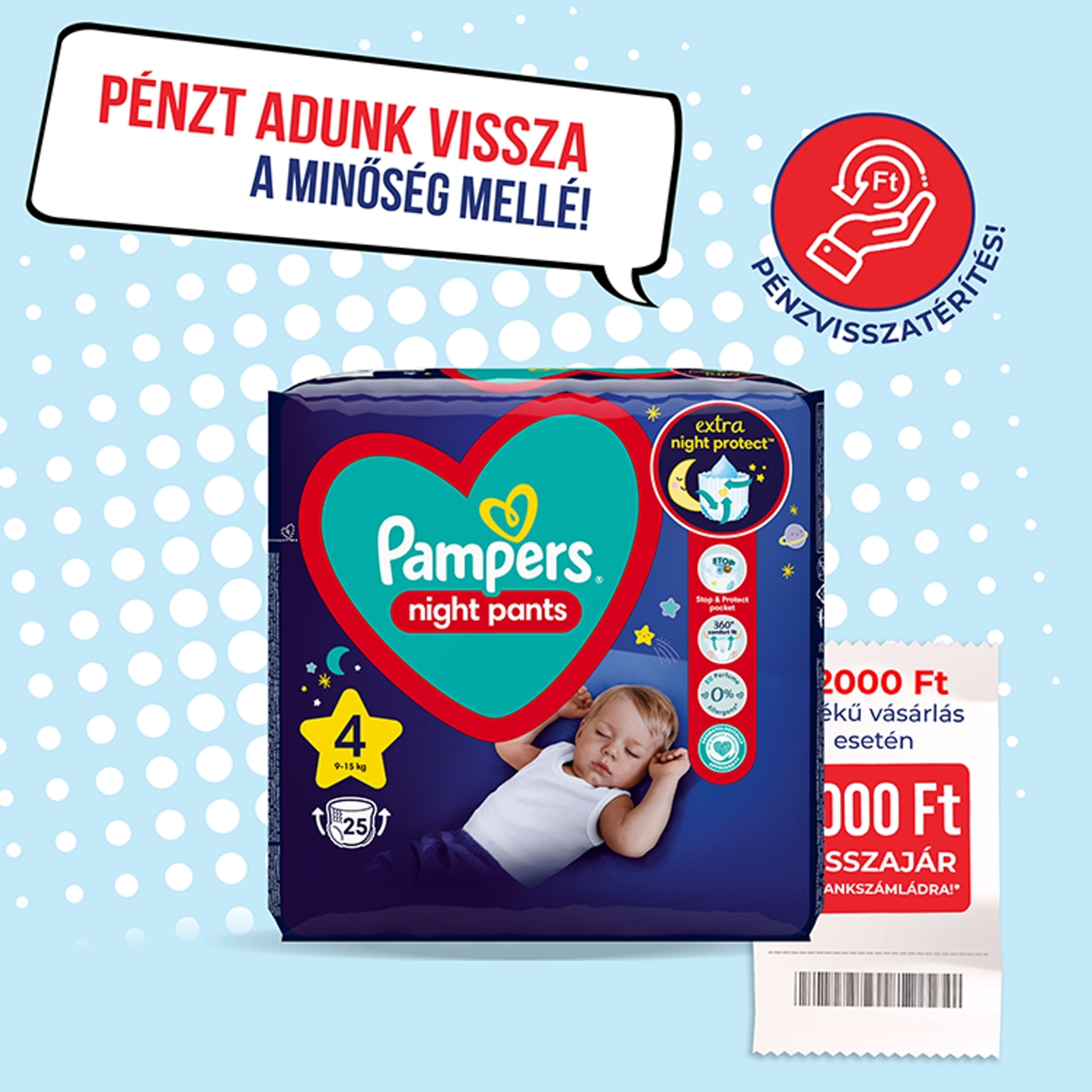 Pampers Night Pants bugyipelenka 4es 9 15 kg 25 db