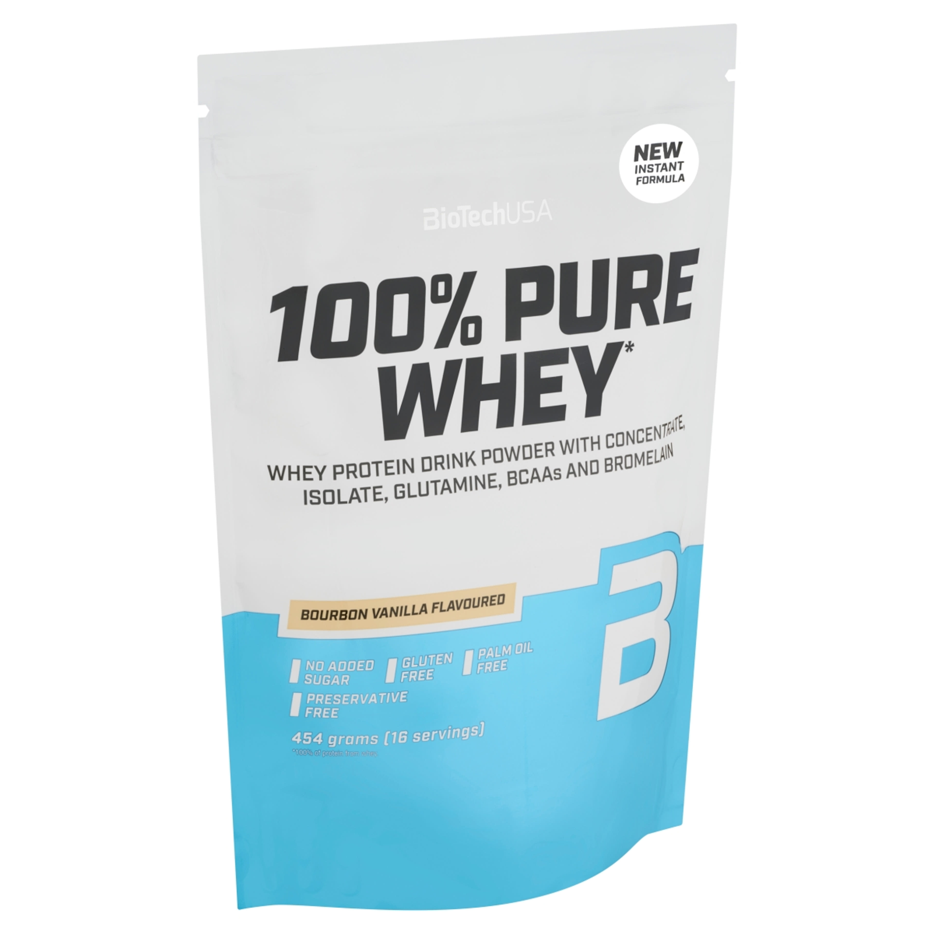 BioTechUSA 100% Pure Whey  Bourbon Vanília ízű fehérjepor - 454 g-2