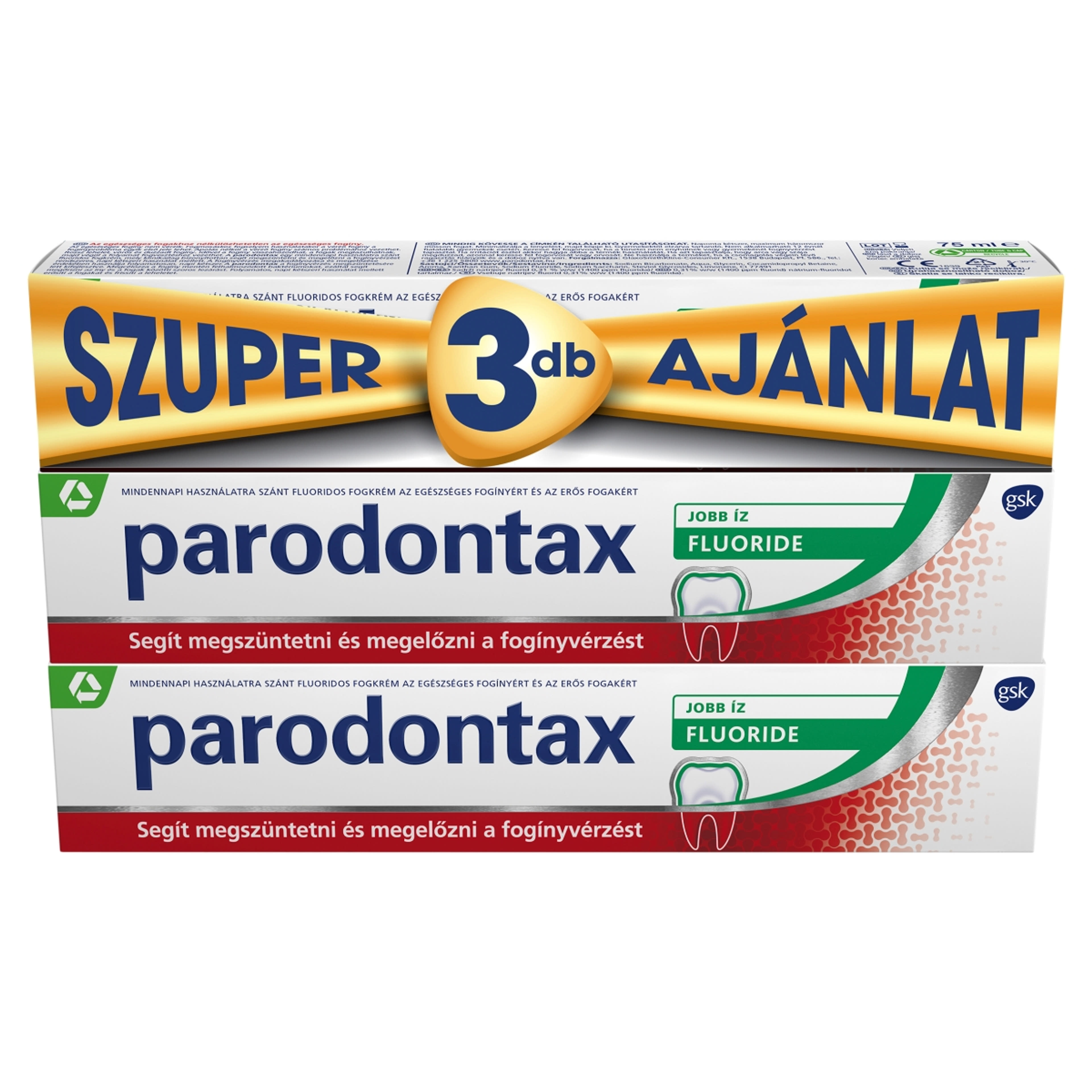 Paradontax Fluoride fogkrém triopack 3x75 ml - 225 ml