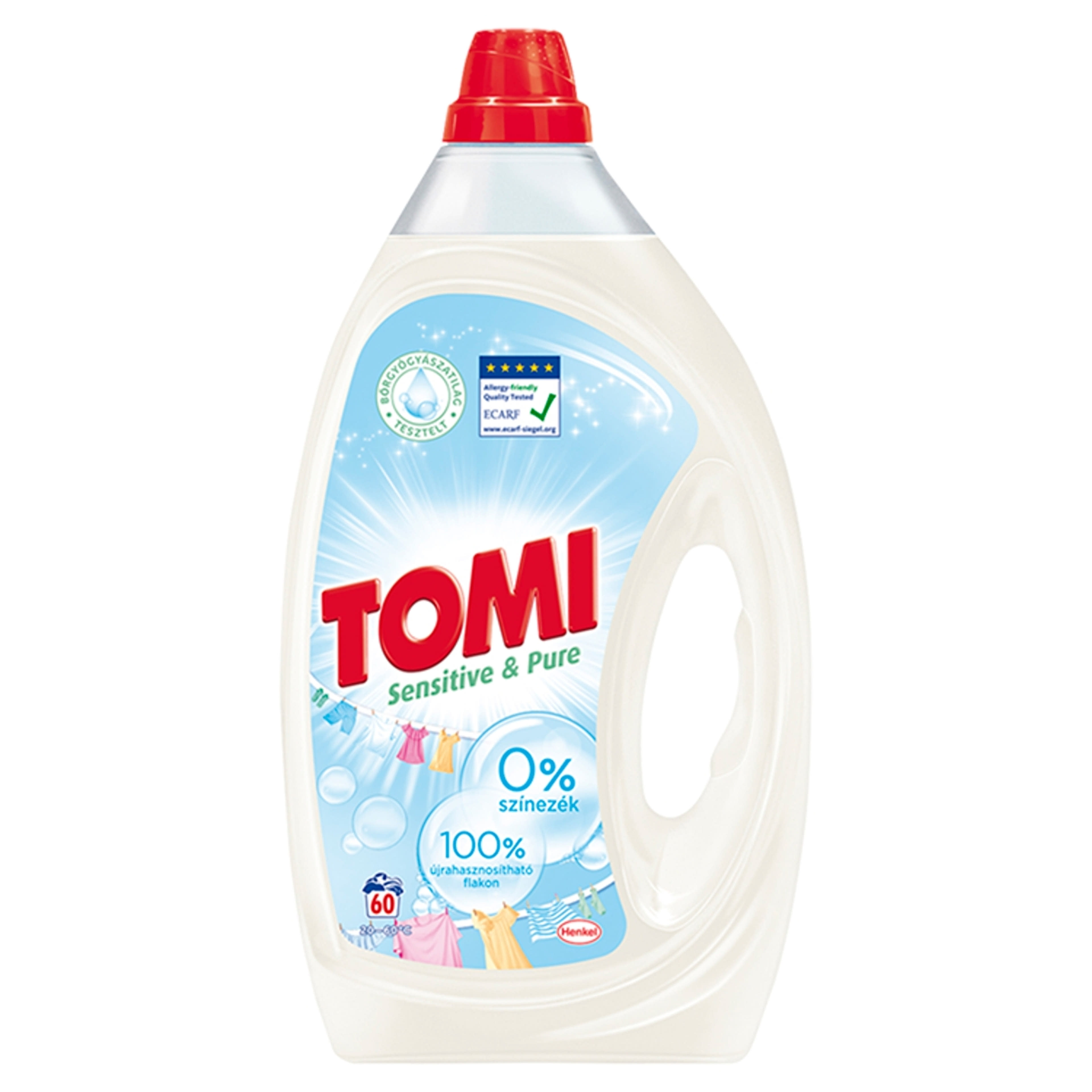Tomi Sensitive & Pure folyékony mosógél, 60 mosás - 3 l