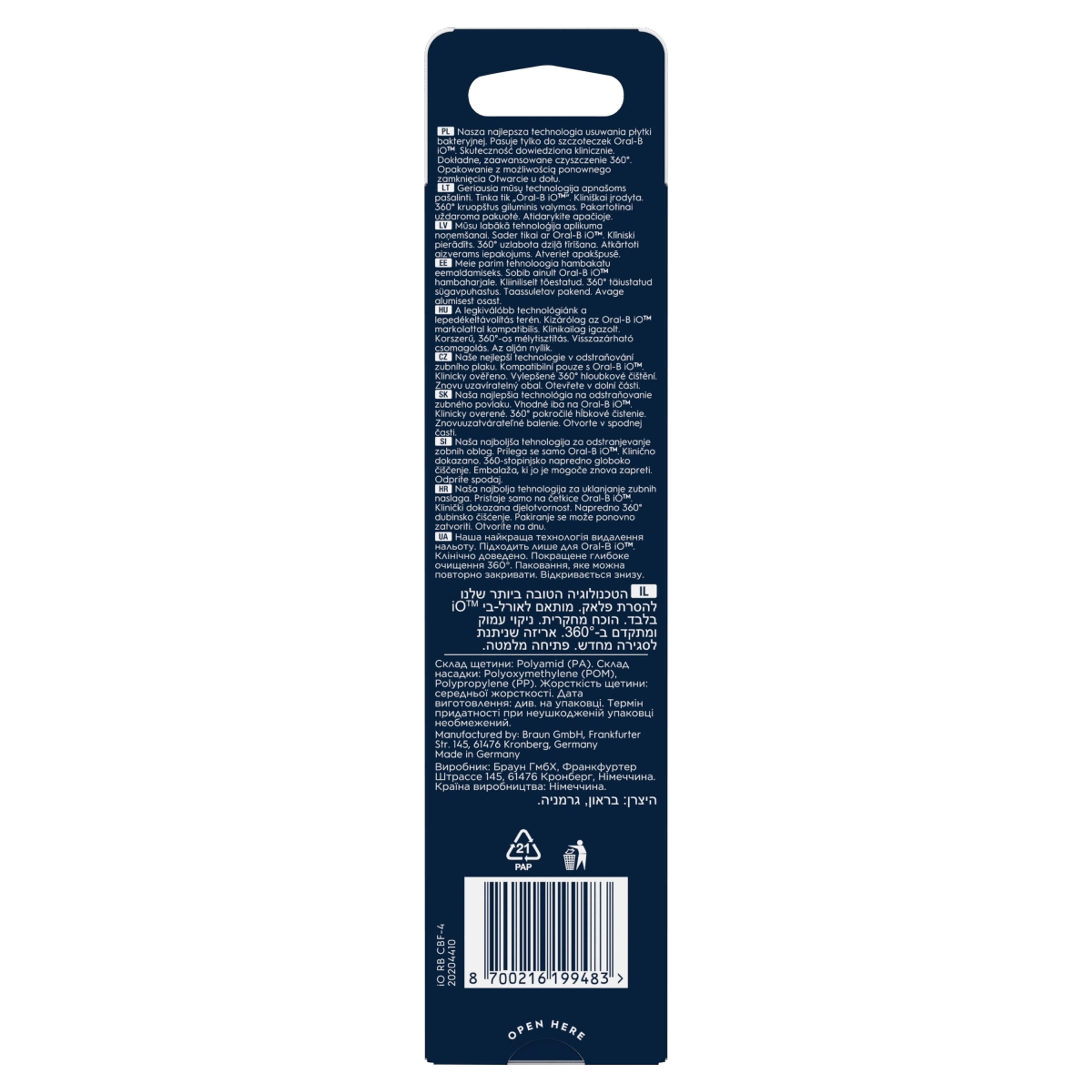 Oral-B iO Series Ultimate Clean elektromos fogkefe pótfej - 4 db-3