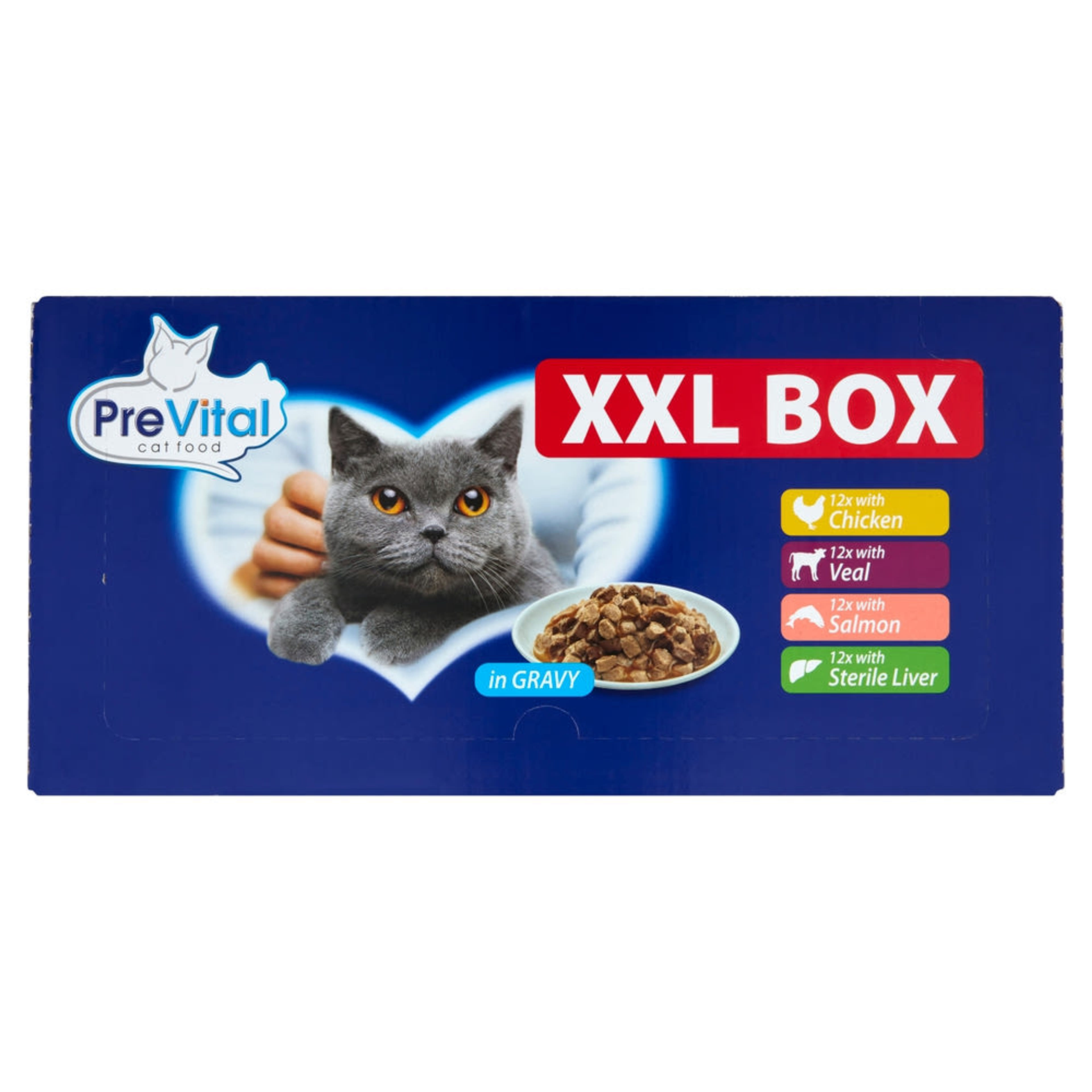 PreVital nedves macskaeledel felnőtt macskáknak szószban alutasakos macskatáp 48x100g - 4800 g