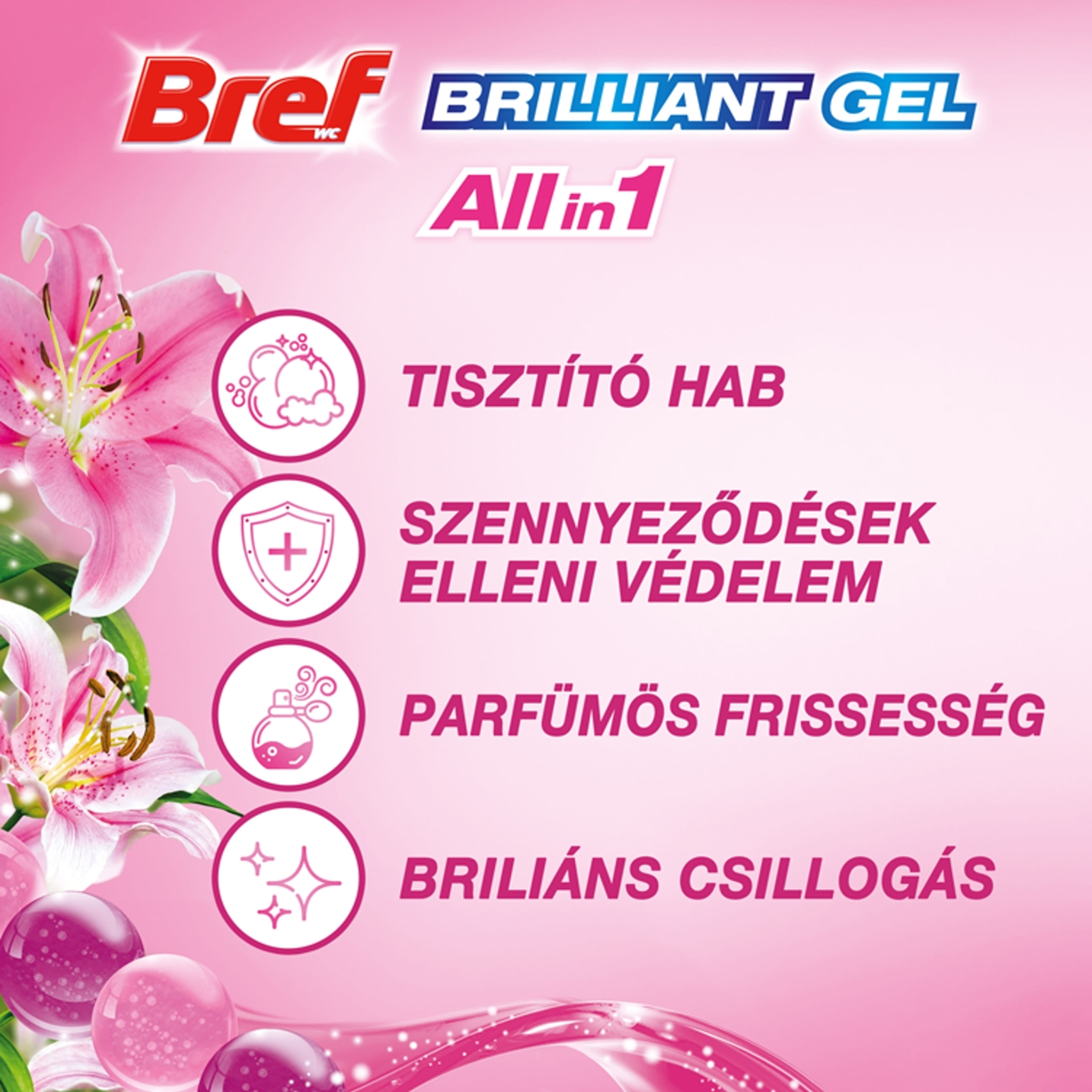 Bref Brilliant Gel Spring Rain WC illatosító (3x42 g) - 126 g-2