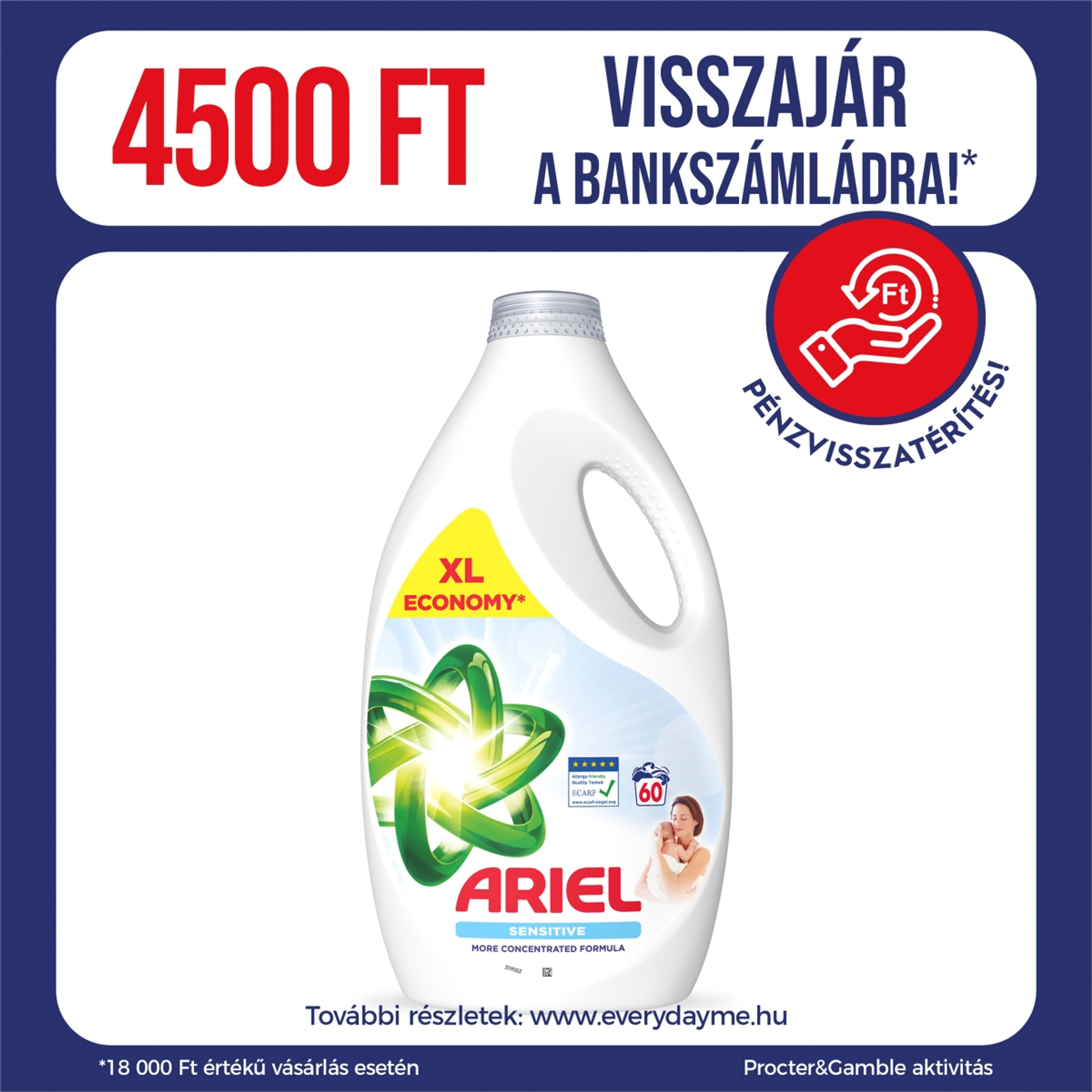 Ariel Sensitive folyékony mosószer, 60 mosáshoz - 2700 ml