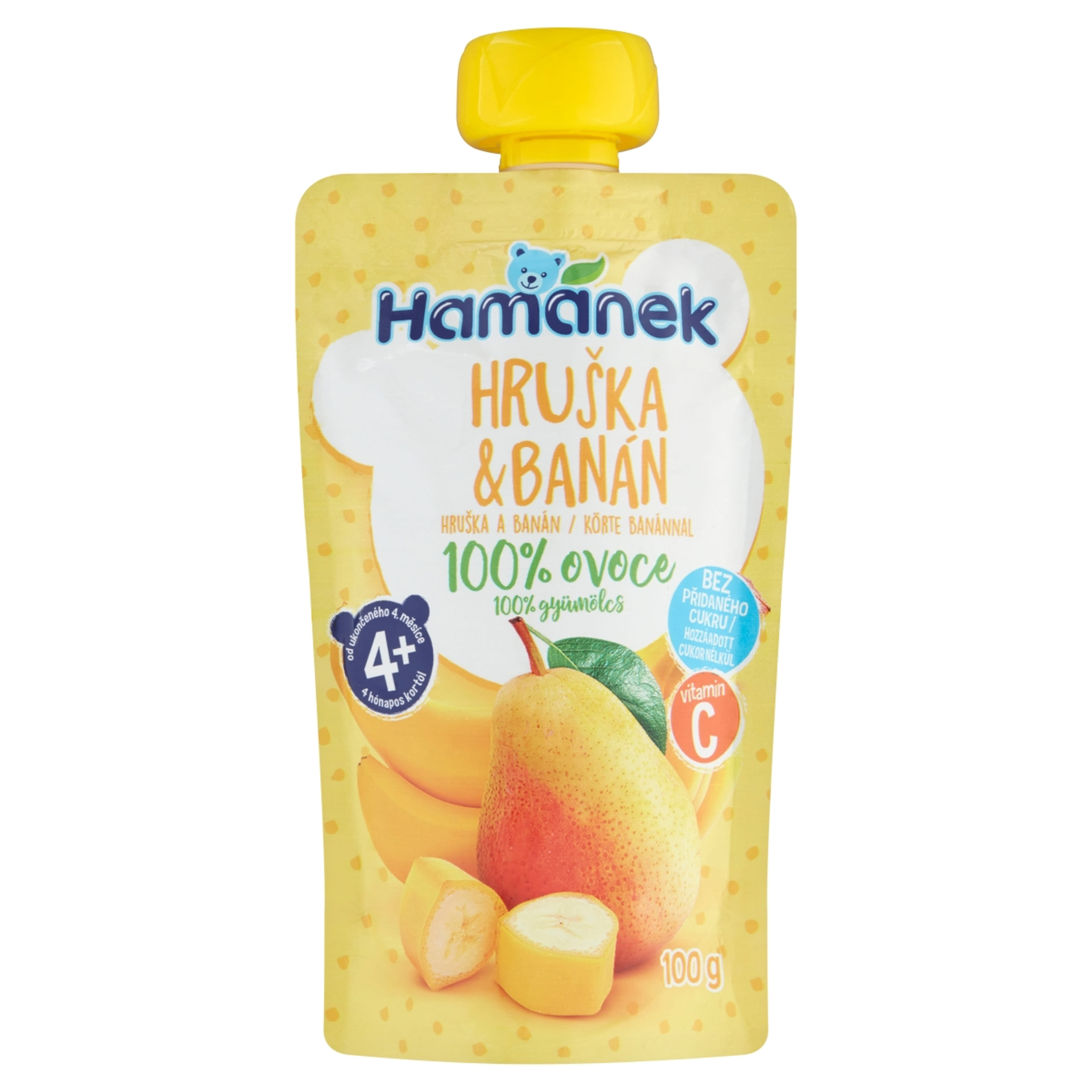 Hamánek gyümölcspüré körte,banán 4 hónapos kortól - 100 g-1