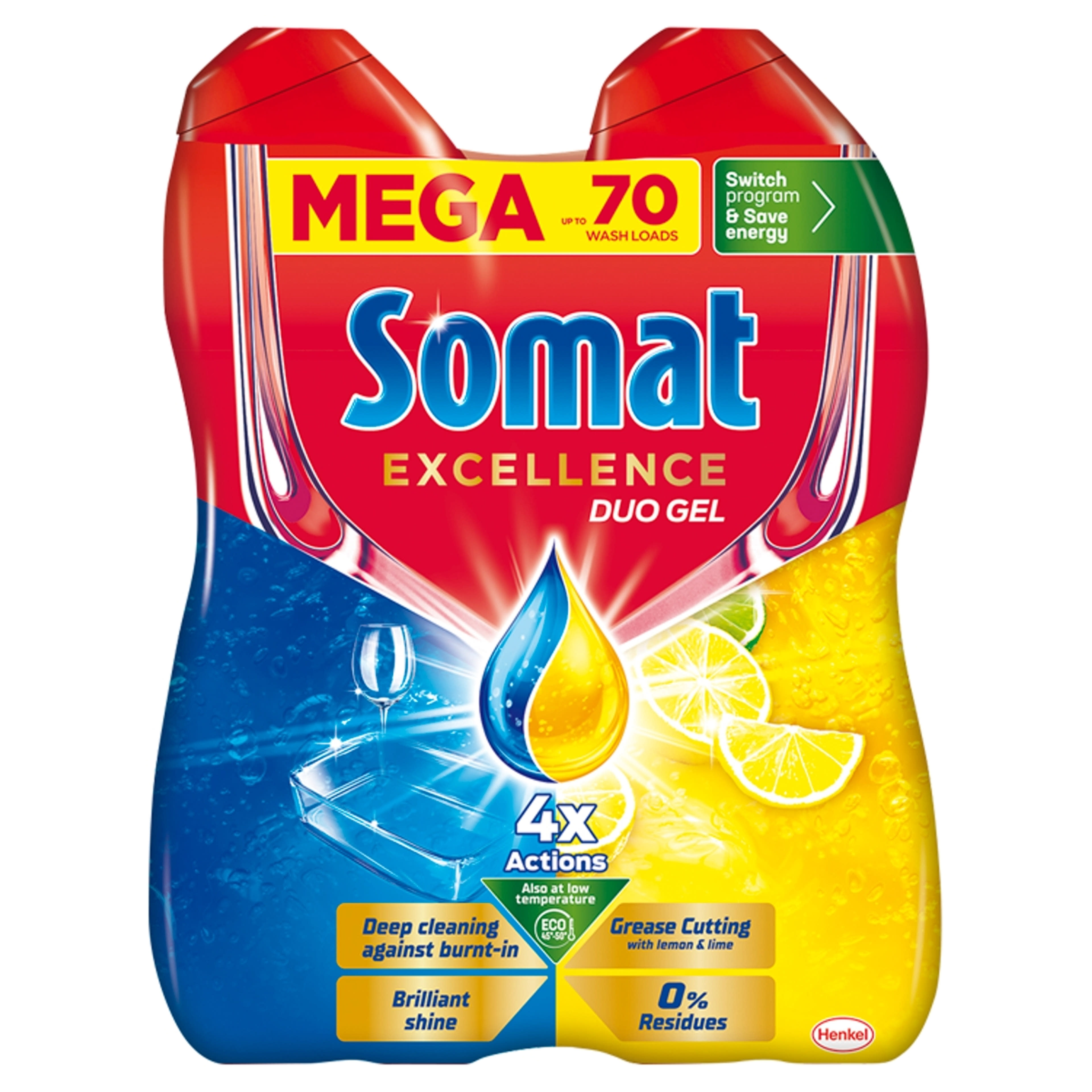 Somat Excellence Duo Gel gépi mosogatószer gél 70 mosogatás 2 x 630 ml - 1260 ml-2