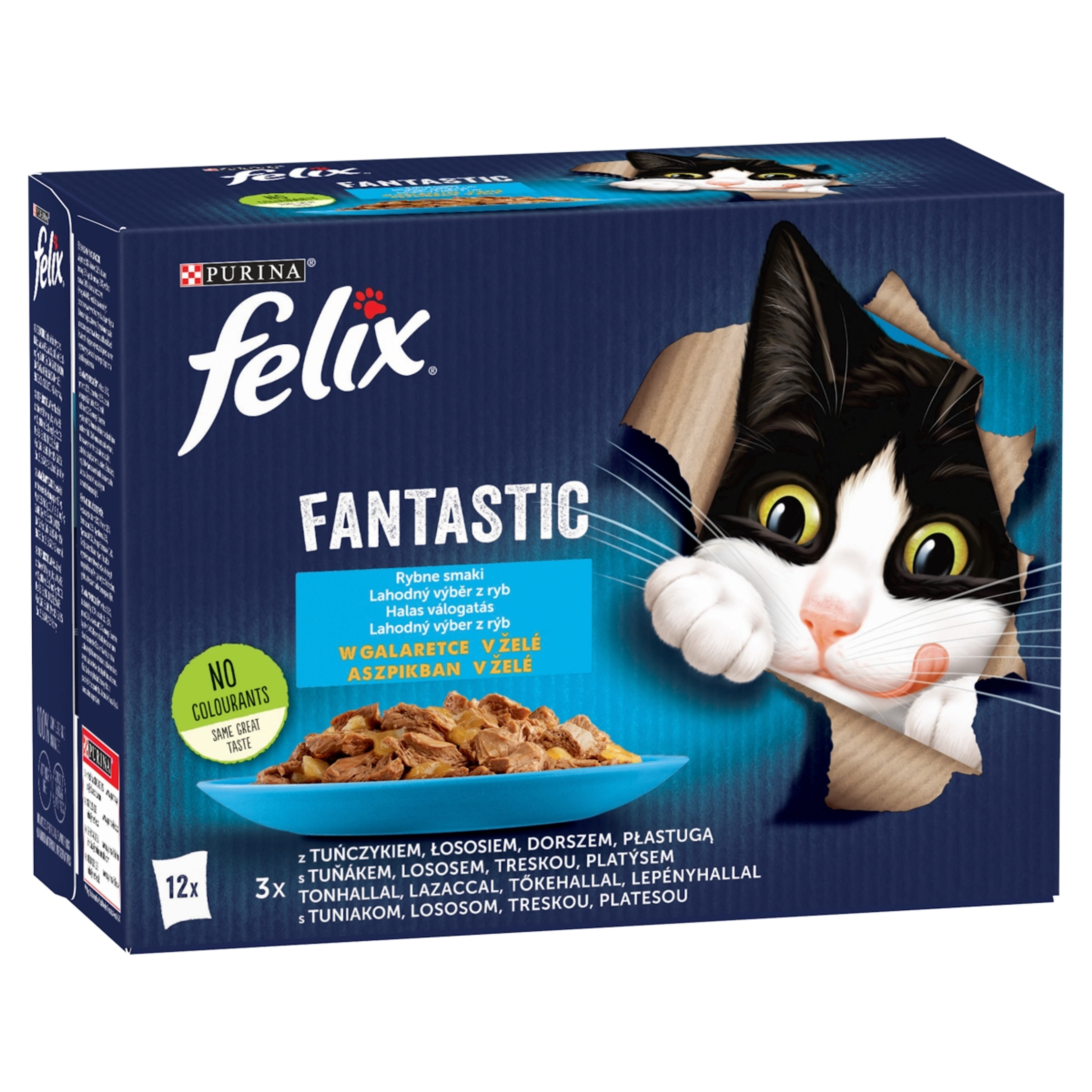 Felix Fantastic halas válogatás aszpikban, nedves macskaeledel (12 x 85 g) -  1020 g-1