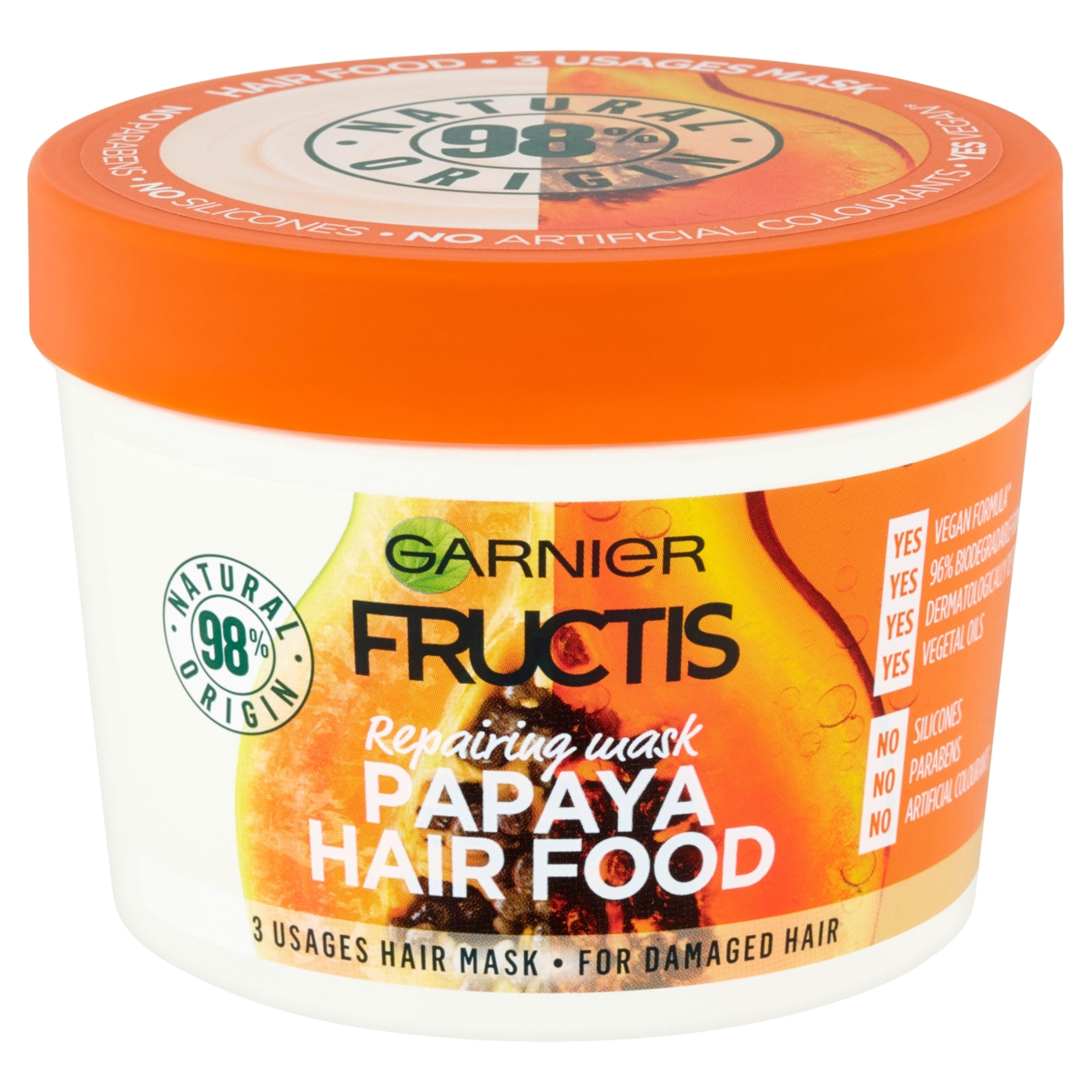 Garnier Fructis Papaya Hair Food Töredezett Károsult Hajra hajpakolás - 390 ml-2
