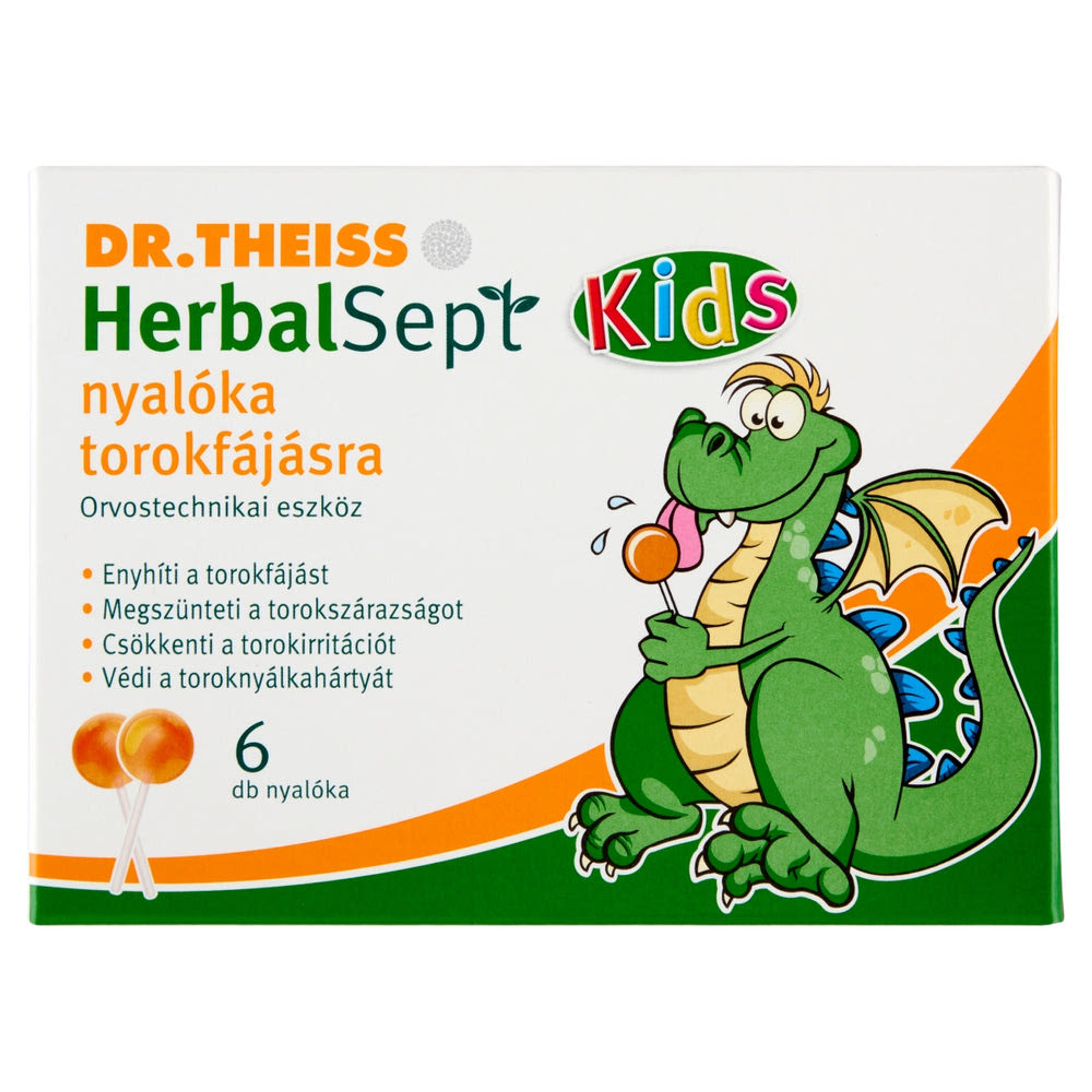 Dr.Theiss HerbalSept nyalóka torokfájásra 6 db - narancs ízesítésű