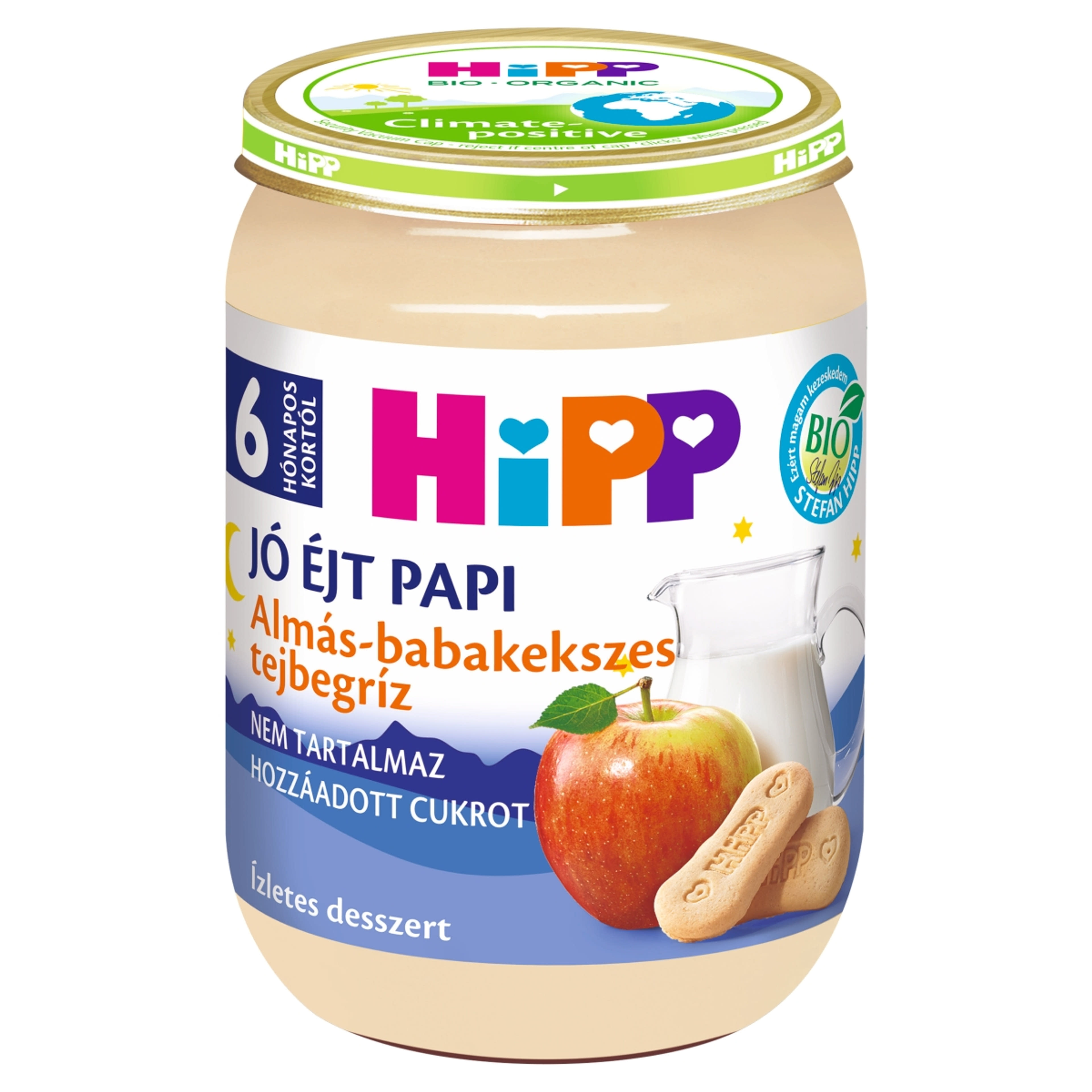 Hipp Bébiétel Jó Éjt Tejbegríz almás - babakekszes ízesítéssel 6 Hhnapos kortól - 190 g