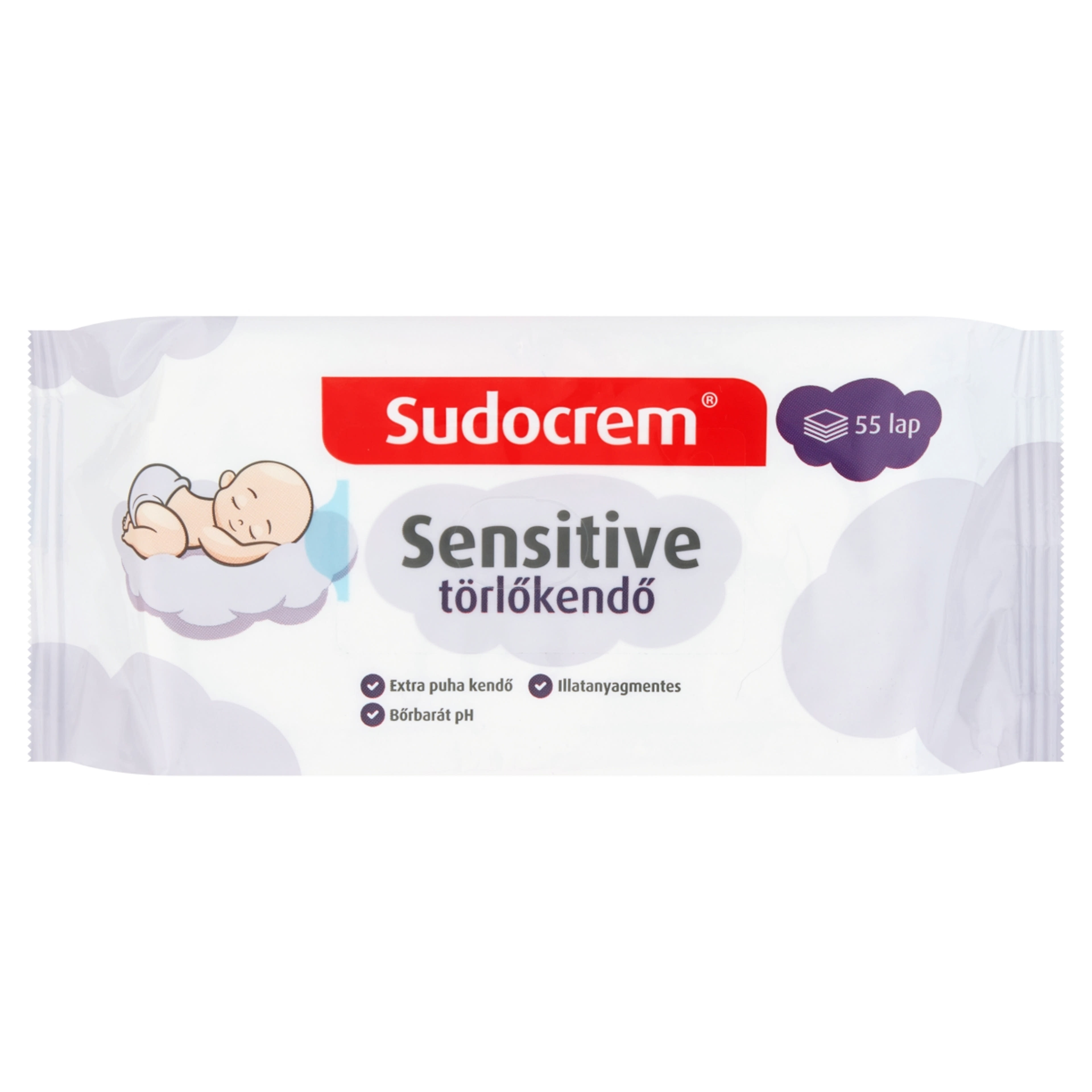 Sudocrem Sensitive Extra Puha Törlőkendő - 55 db-1