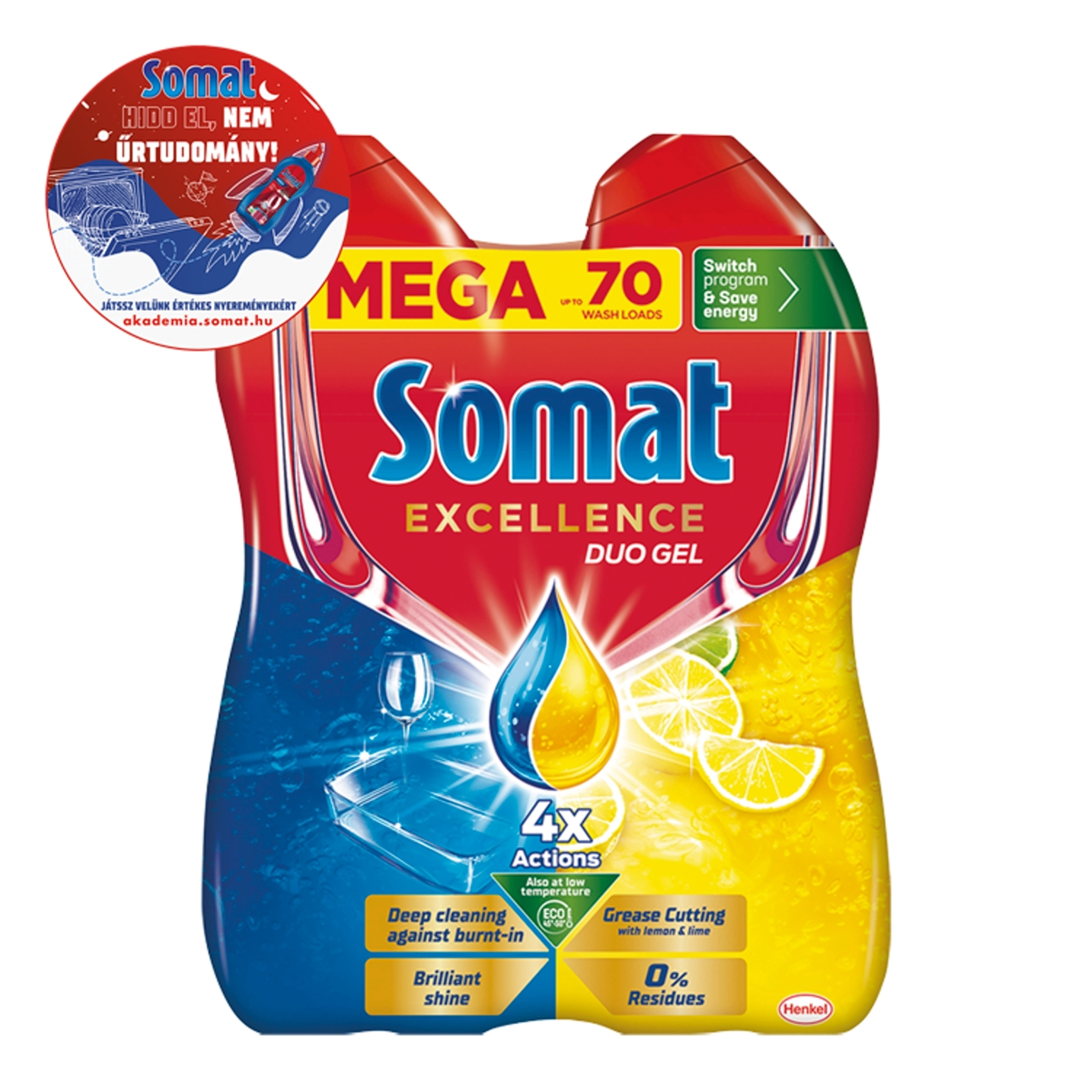 Somat Excellence Duo Gel gépi mosogatószer gél 70 mosogatás 2 x 630 ml - 1260 ml