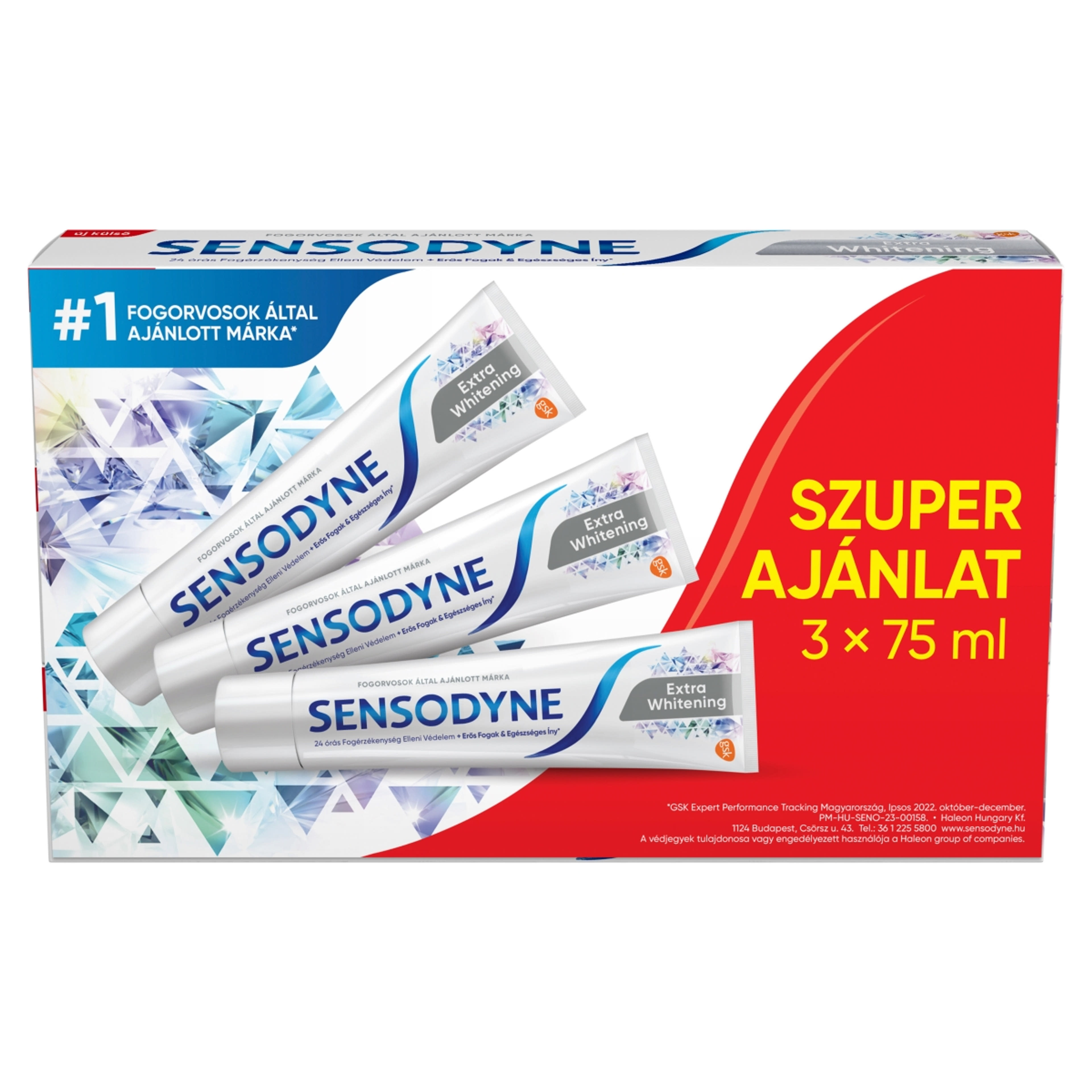 Sensodyne Whitening fogkrém Trio pack 3x75 ml - 225 ml