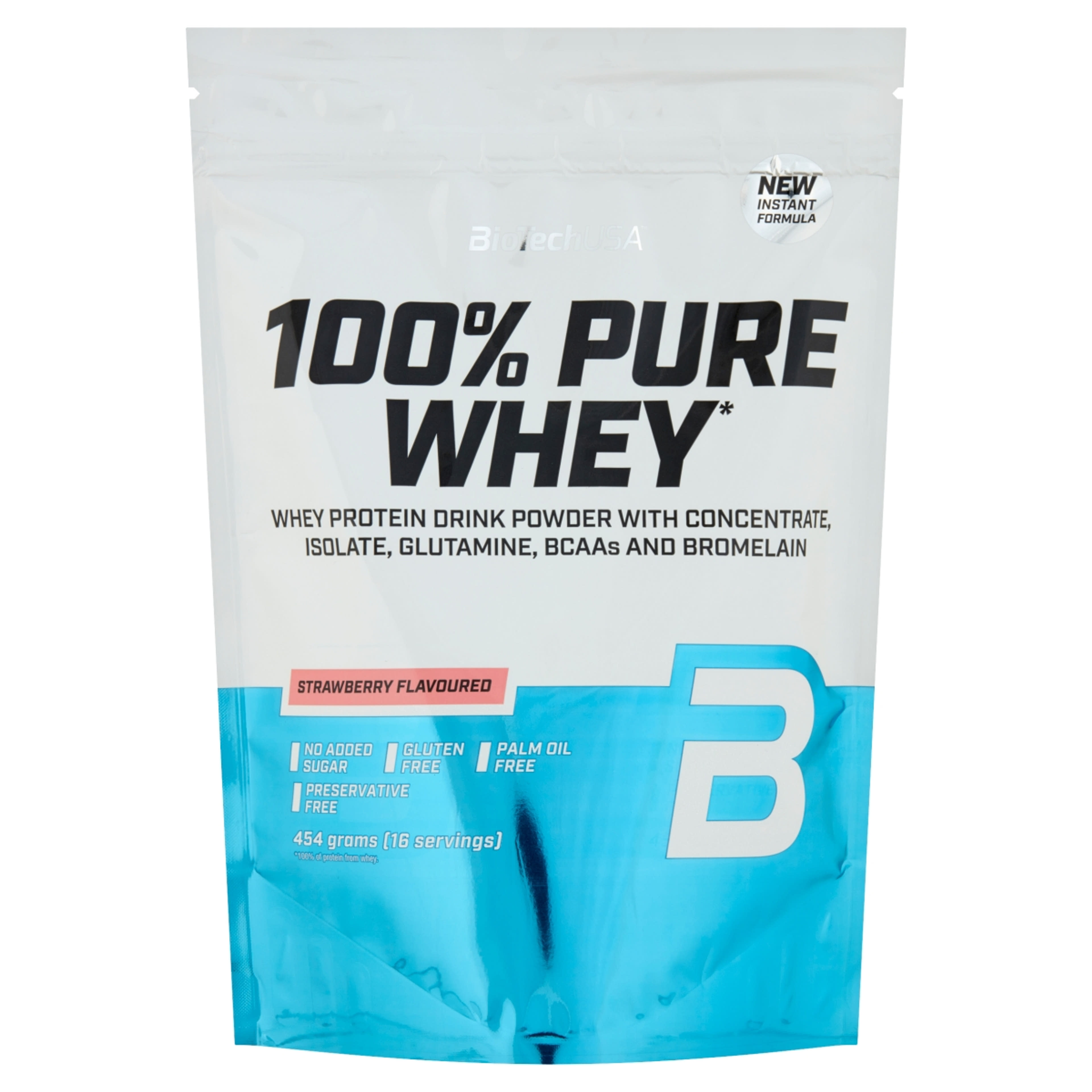 BioTechUSA 100% Pure Whey Eper ízű fehérjepor - 454 g-1