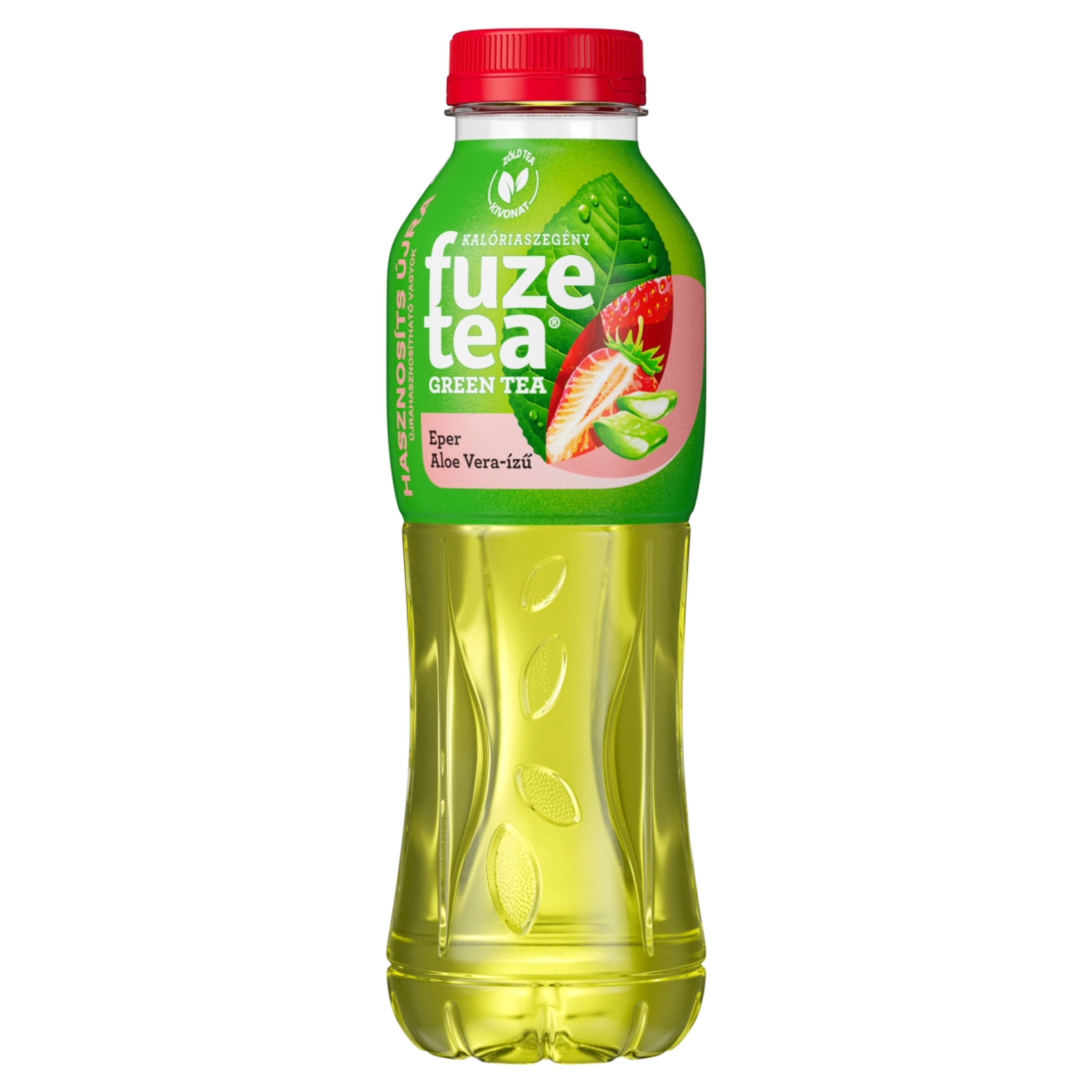 FuzeTea szénsavmentes eper-aloe vera-ízű üdítőital zöld tea kivonattal - 500 ml-1